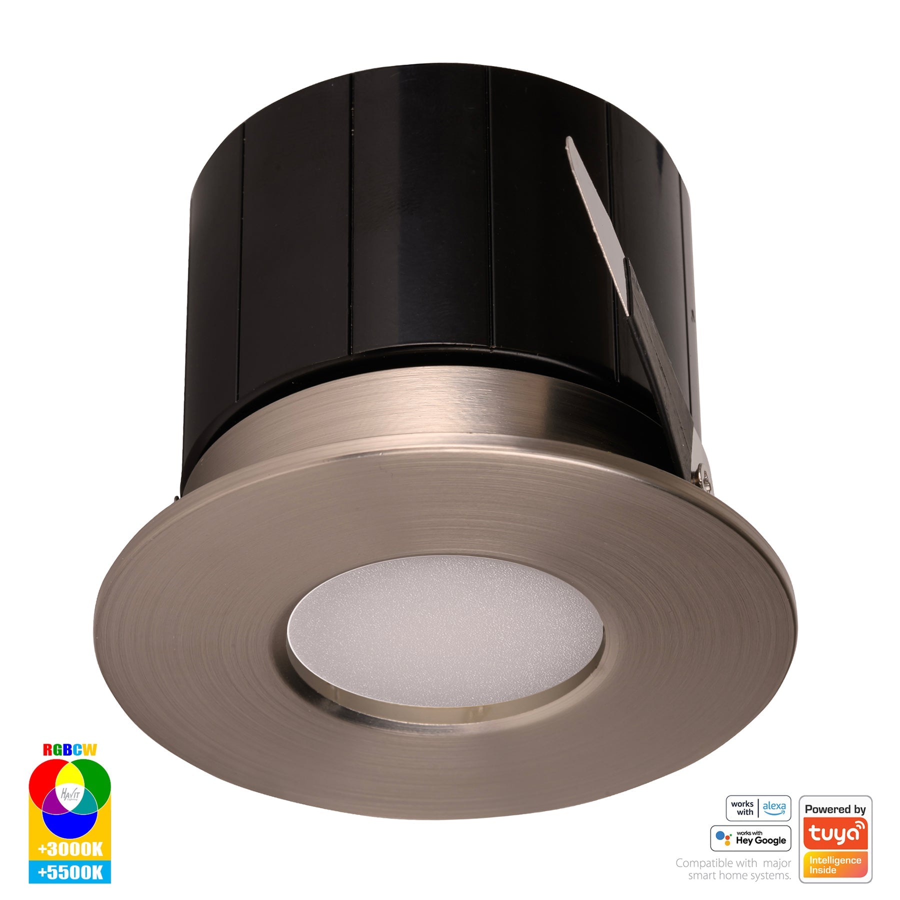 Havit Lighting Prime Nickel Coloured Fixed RGBCW WIFI LED Downlight