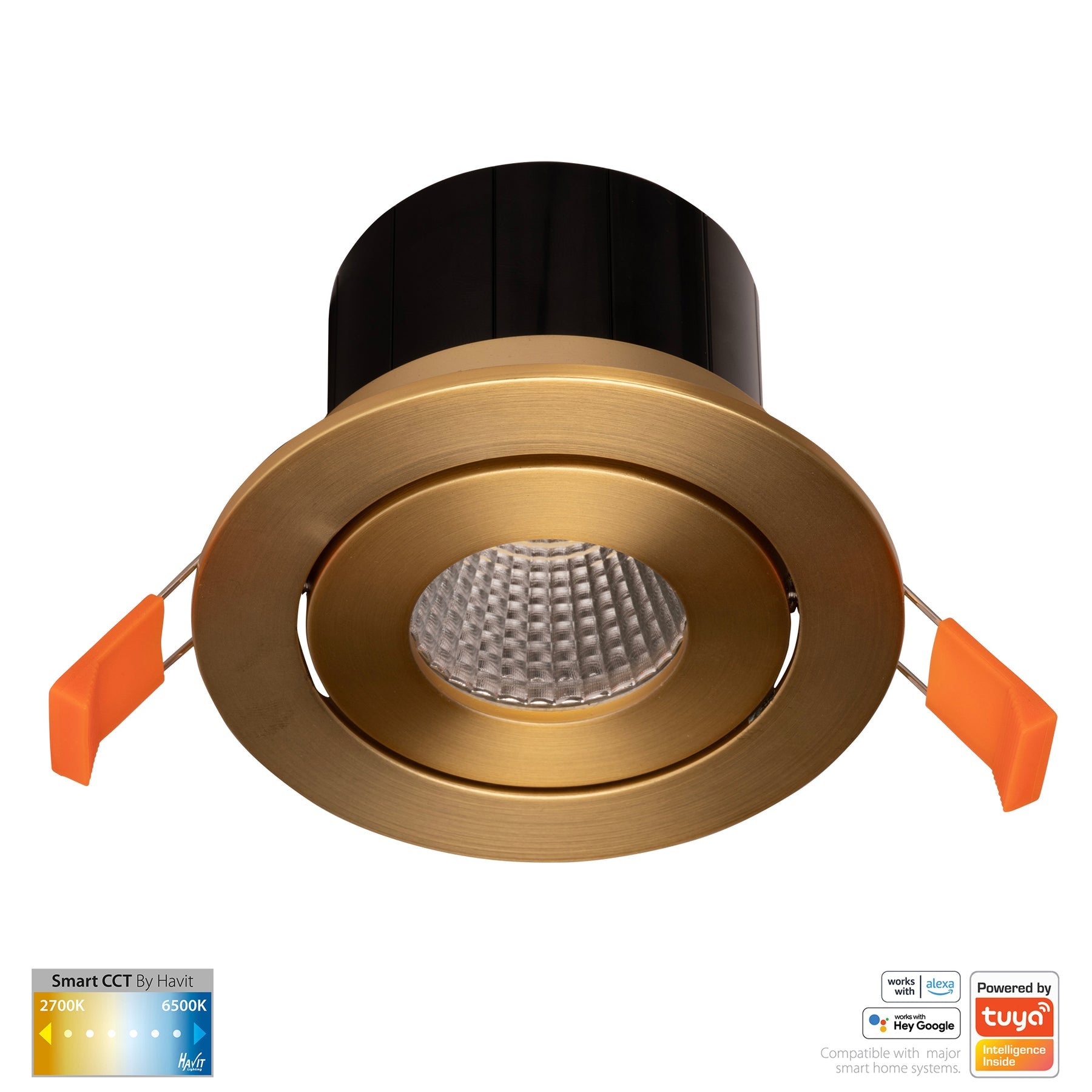 Havit Lighting Prime Brass Coloured Tilt CCT WIFI LED Downlight