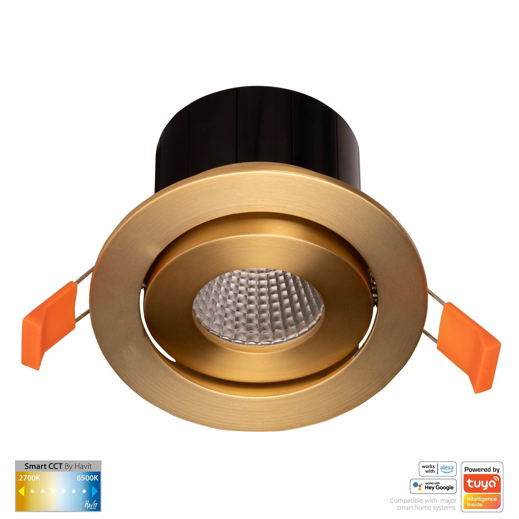 Havit Lighting Prime Brass Coloured Tilt CCT WIFI LED Downlight