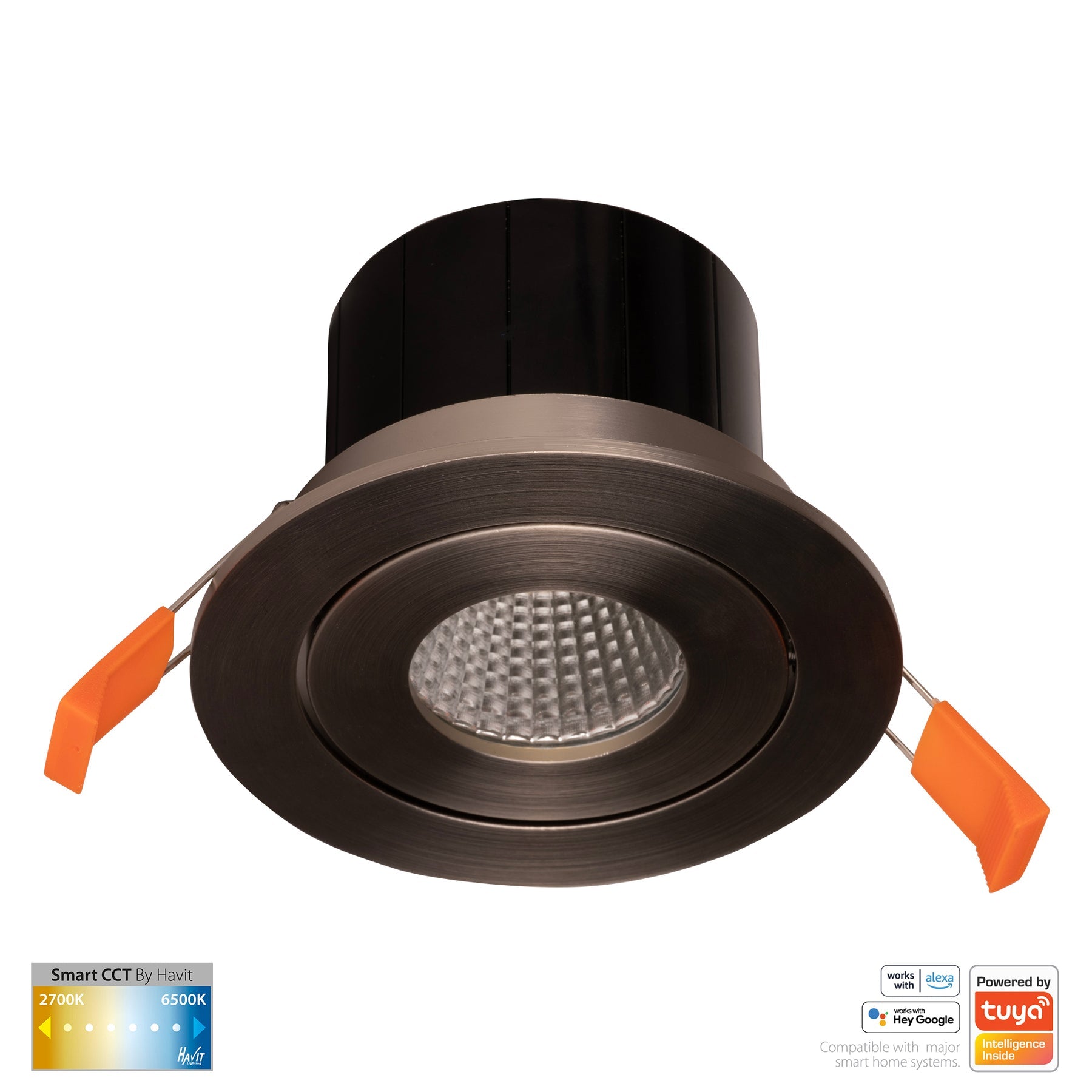 Havit Lighting Prime Nickel Coloured Tilt CCT WIFI LED Downlight