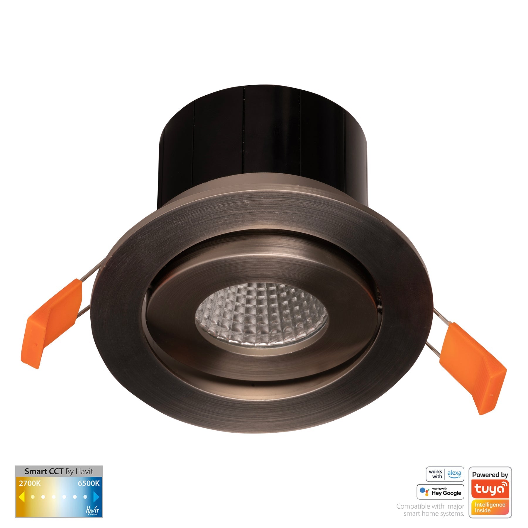 Havit Lighting Prime Nickel Coloured Tilt CCT WIFI LED Downlight
