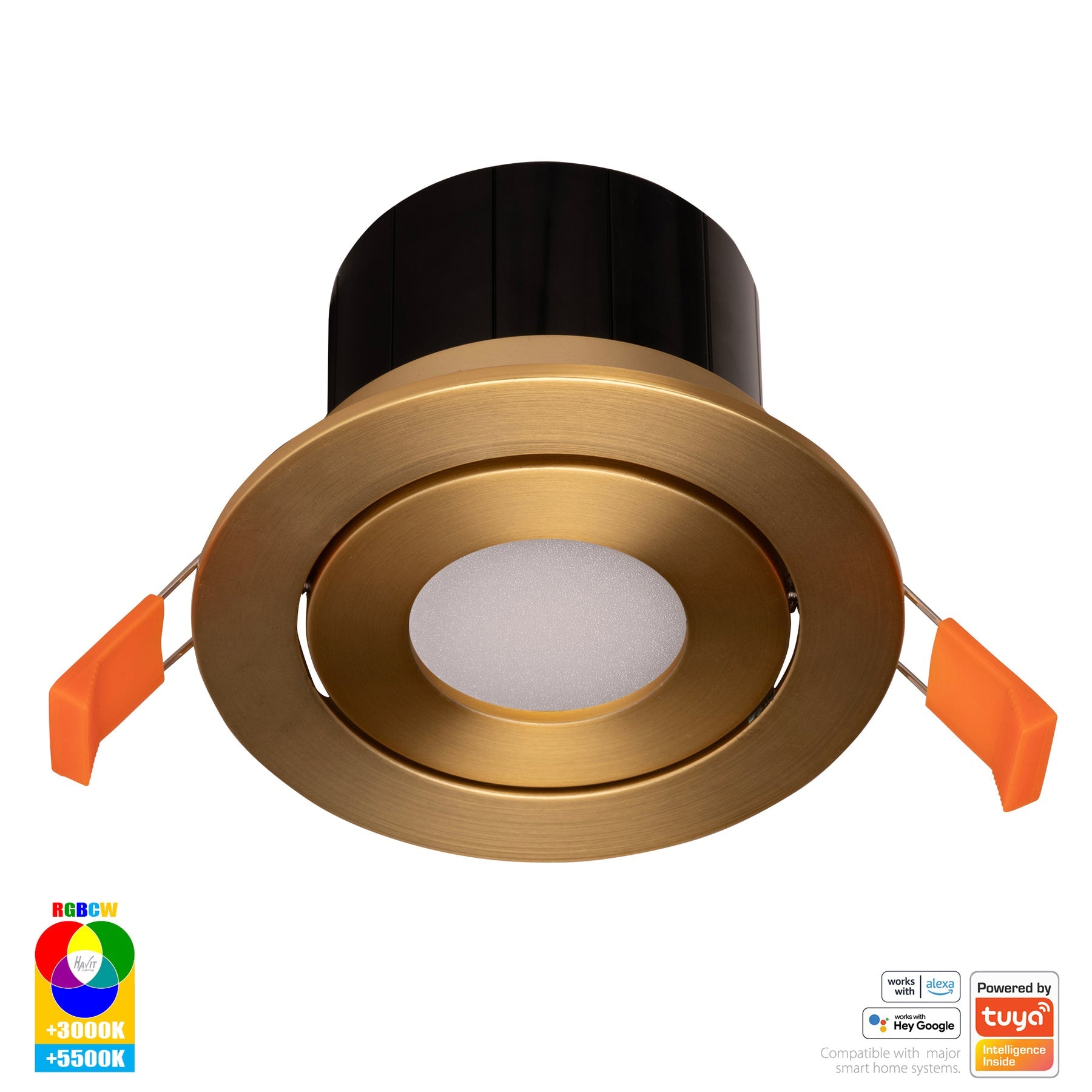 Havit Lighting Prime Brass Coloured Tilt RGBCW WIFI LED Downlight
