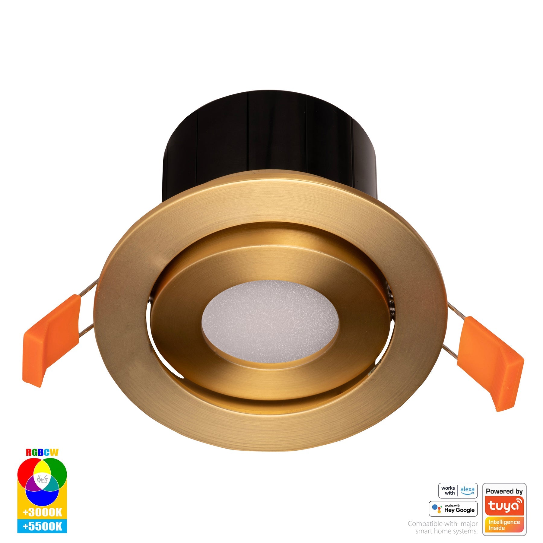Havit Lighting Prime Brass Coloured Tilt RGBCW WIFI LED Downlight
