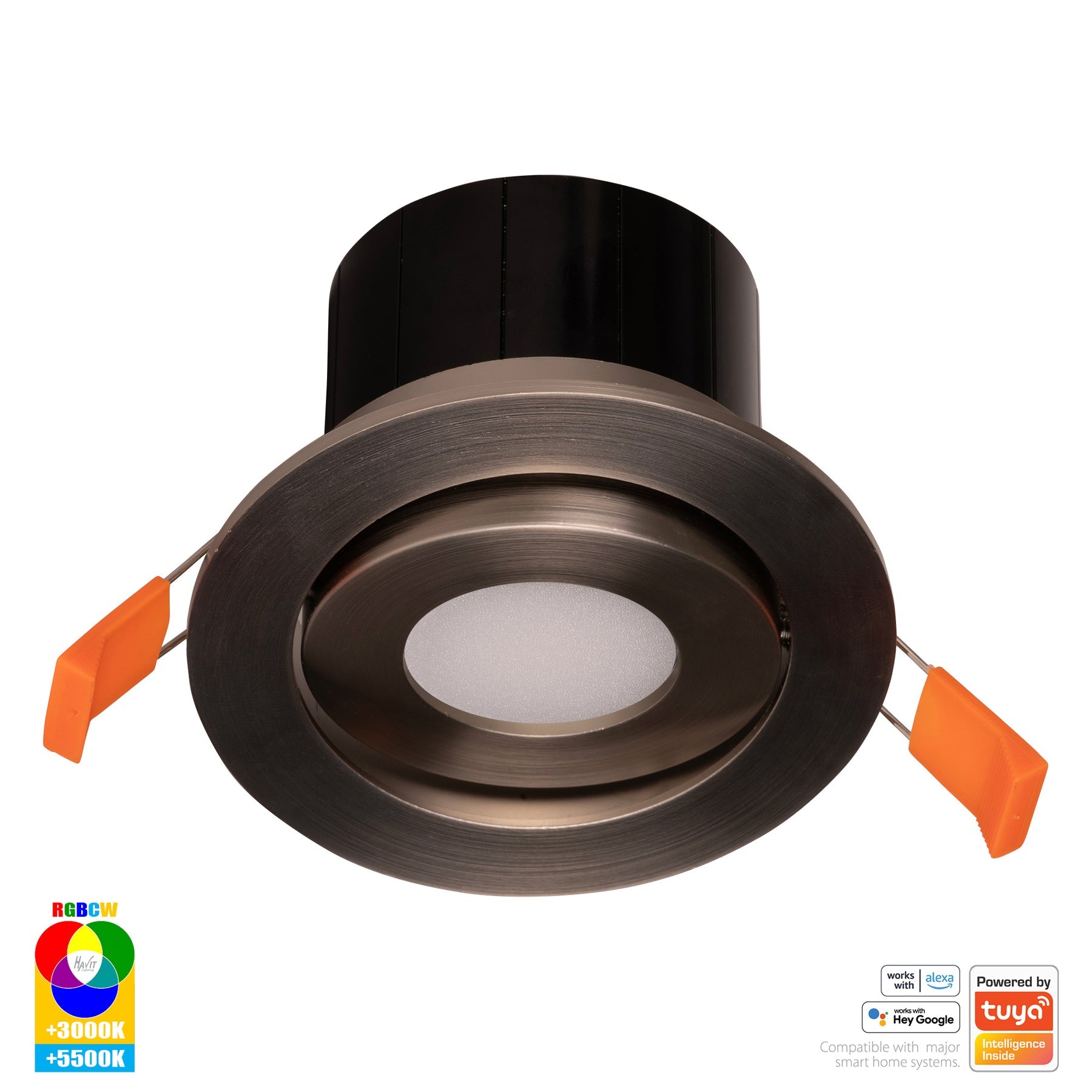 Havit Lighting Prime Nickel Coloured Tilt RGBCW WIFI LED Downlight