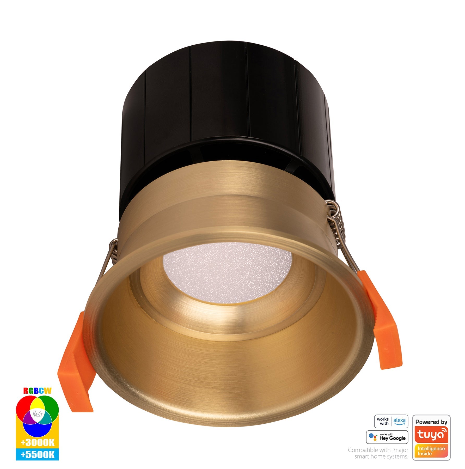 Havit Lighting Prime Brass Coloured Fixed Deep RGBCW WIFI LED Downlight