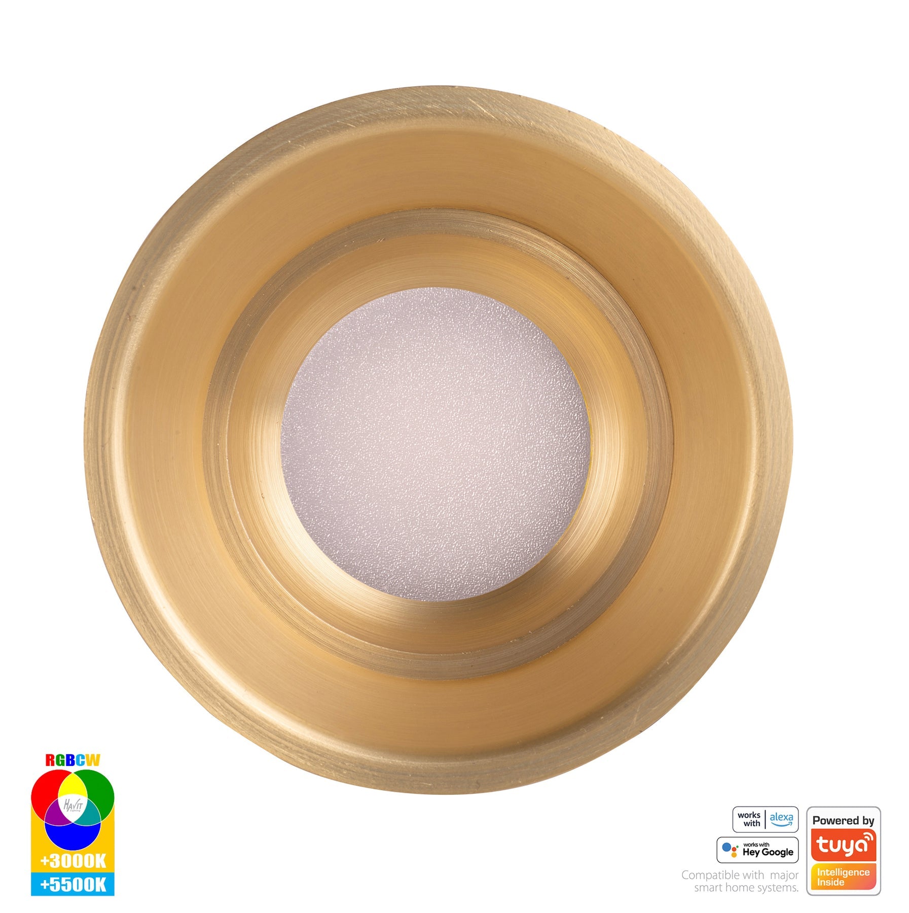 Havit Lighting Prime Brass Coloured Fixed Deep RGBCW WIFI LED Downlight