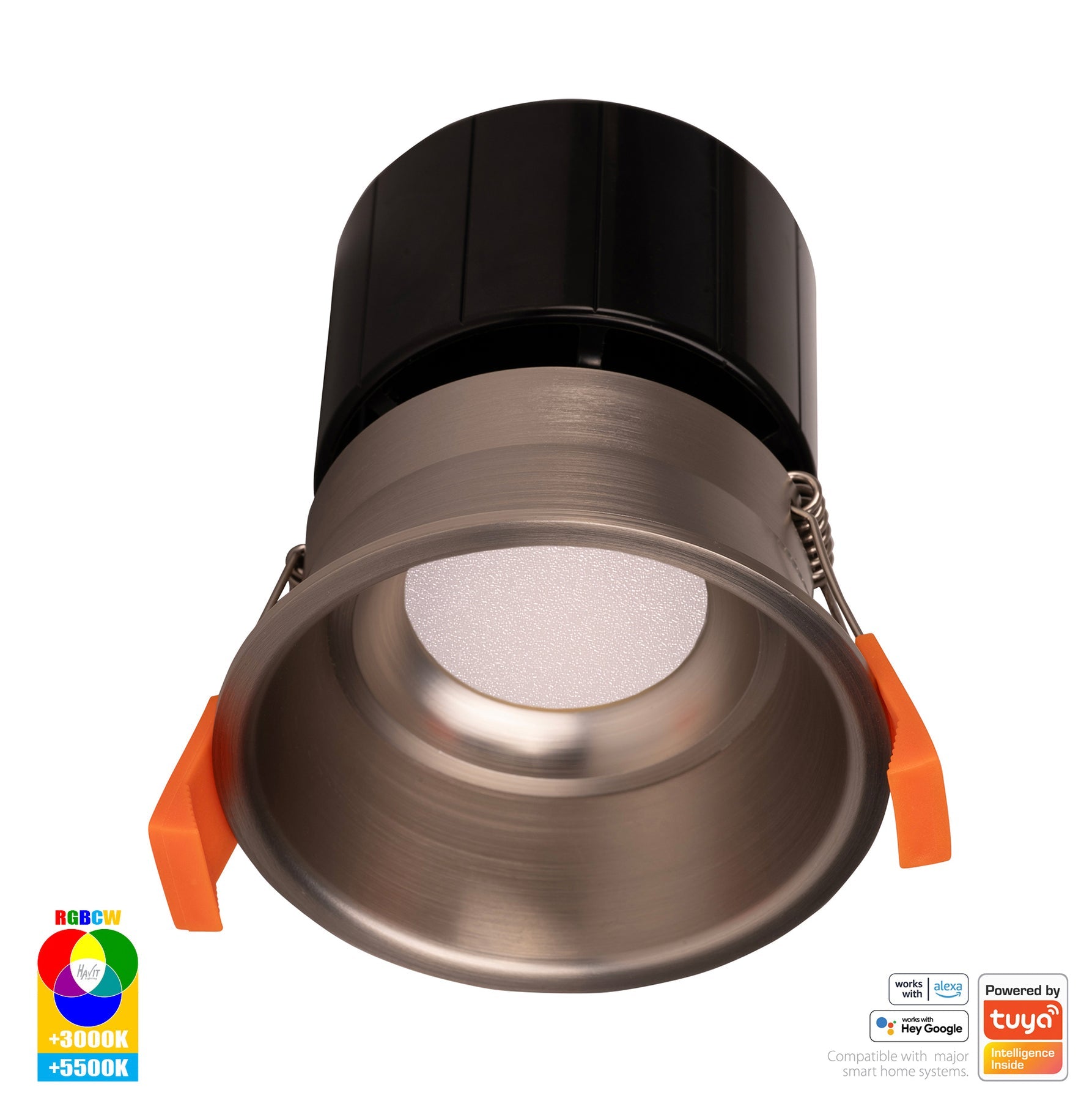 Havit Lighting Prime Nickel Coloured Fixed Deep RGBCW WIFI LED Downlight