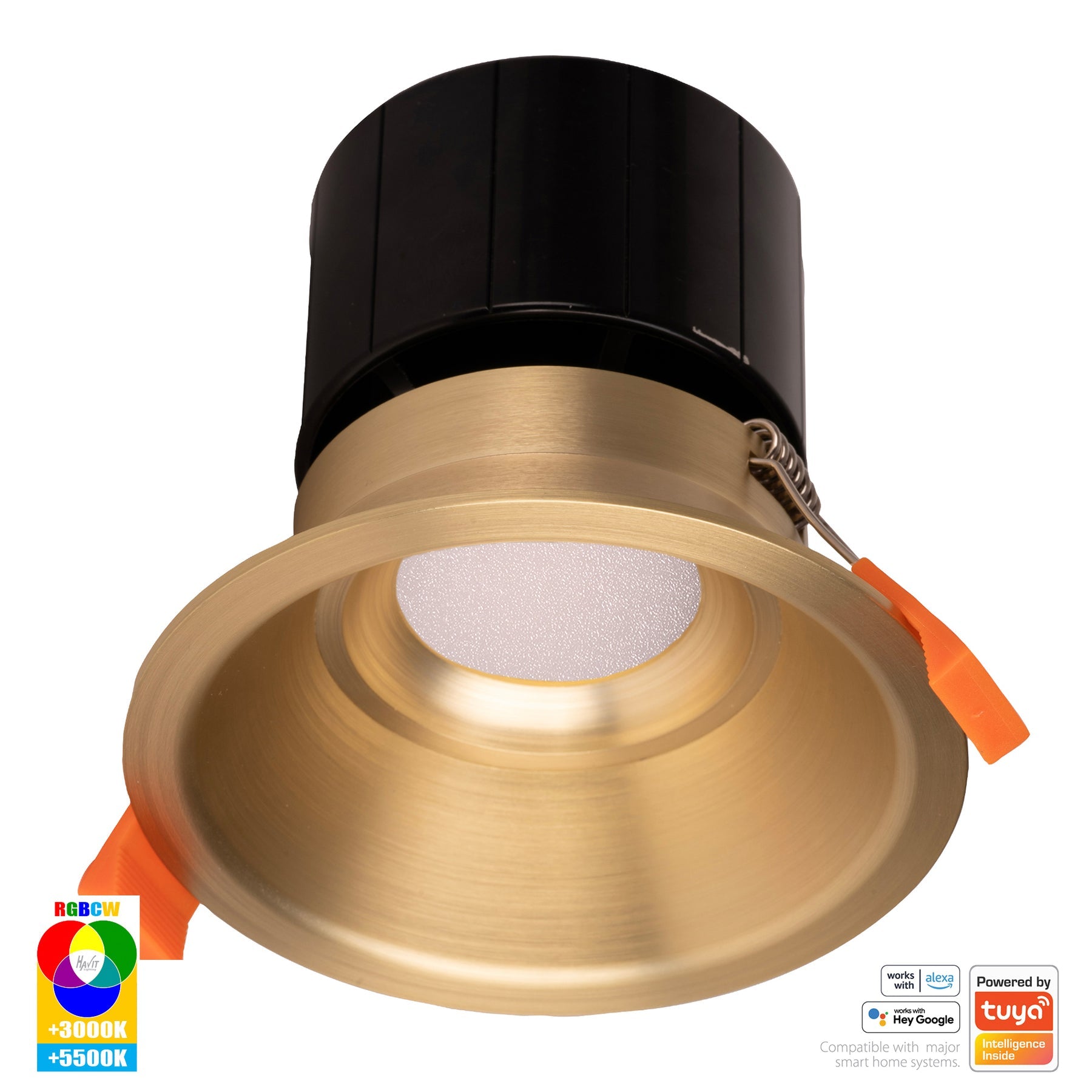 Havit Lighting Prime Brass Coloured Fixed Deep RGBCW WIFI LED Downlight