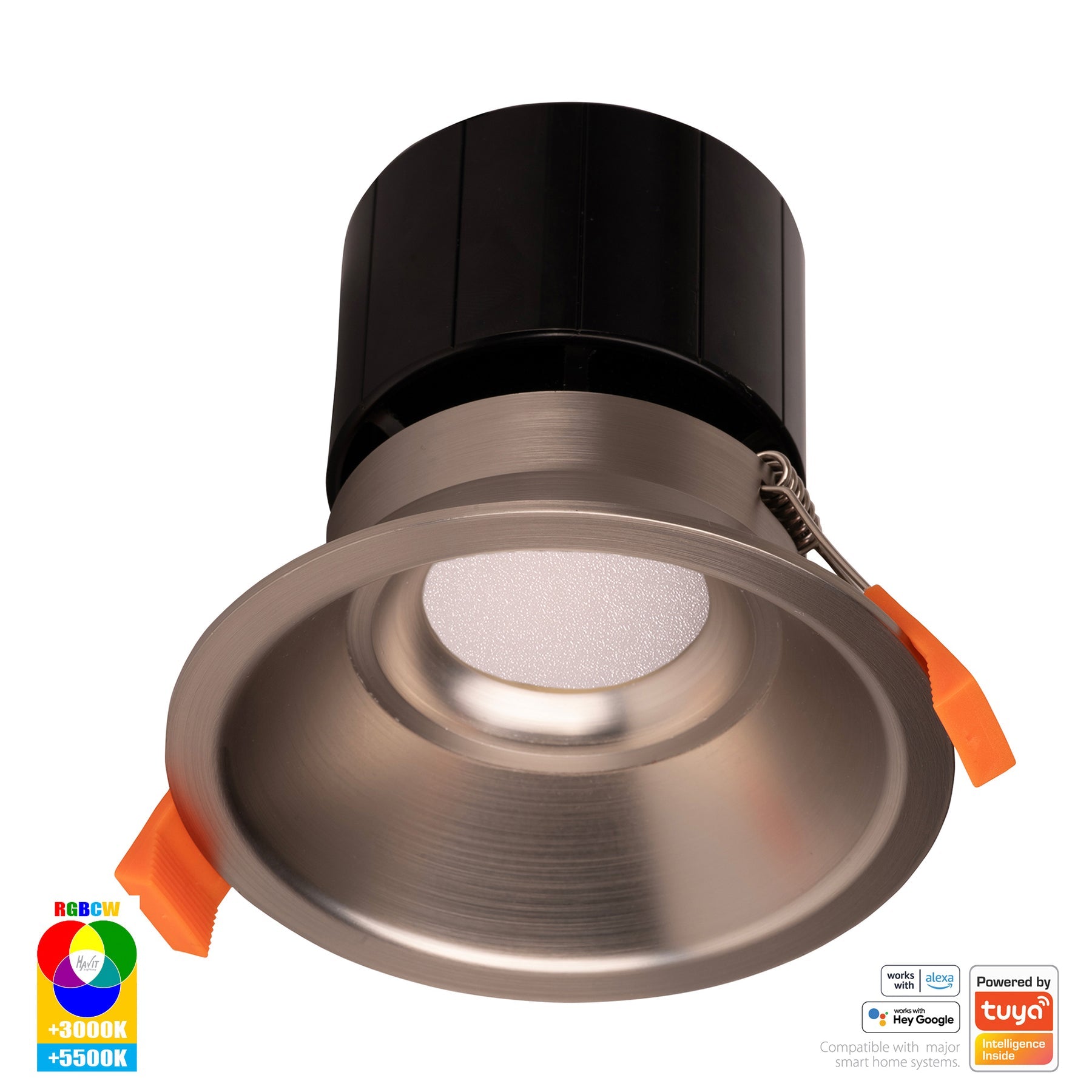Havit Lighting Prime Nickel Coloured Fixed Deep RGBCW WIFI LED Downlight