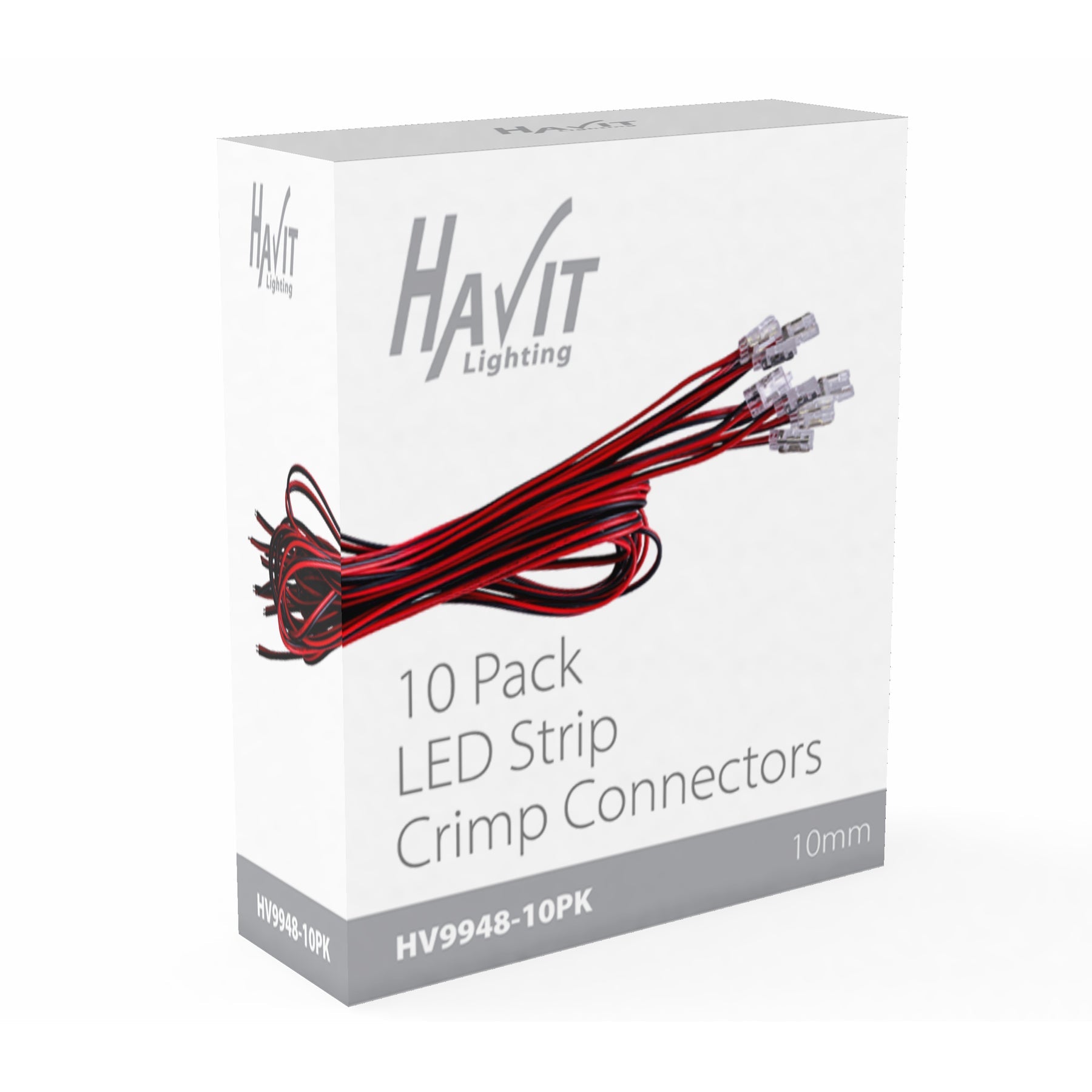 Havit Lighting 10 Pack of LED Strip Connectors with 1m Cable to suit IP20 10mm PCB LED Strip
