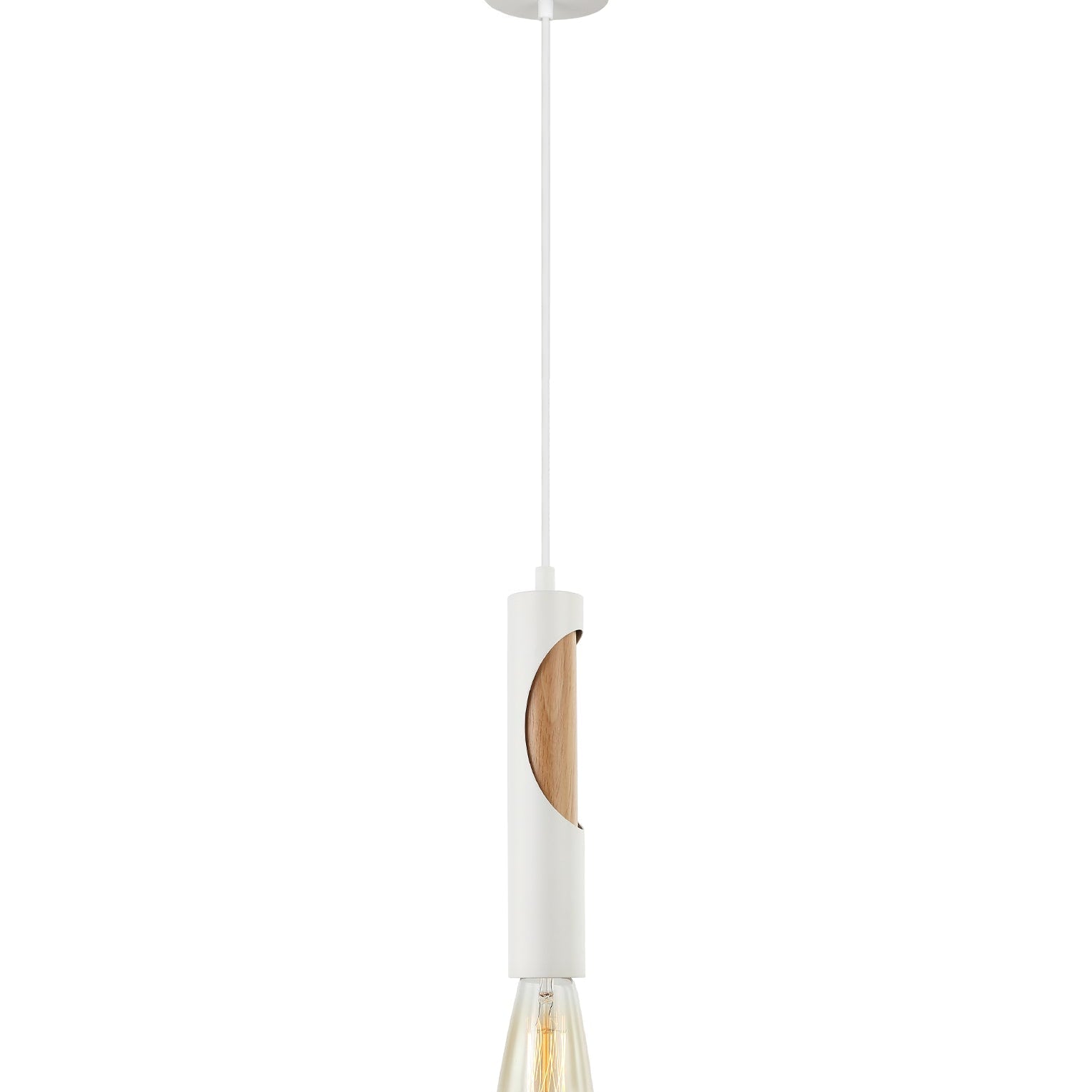 IDA: Interior Iron & Blonde Wood Tube Pendant Lights
