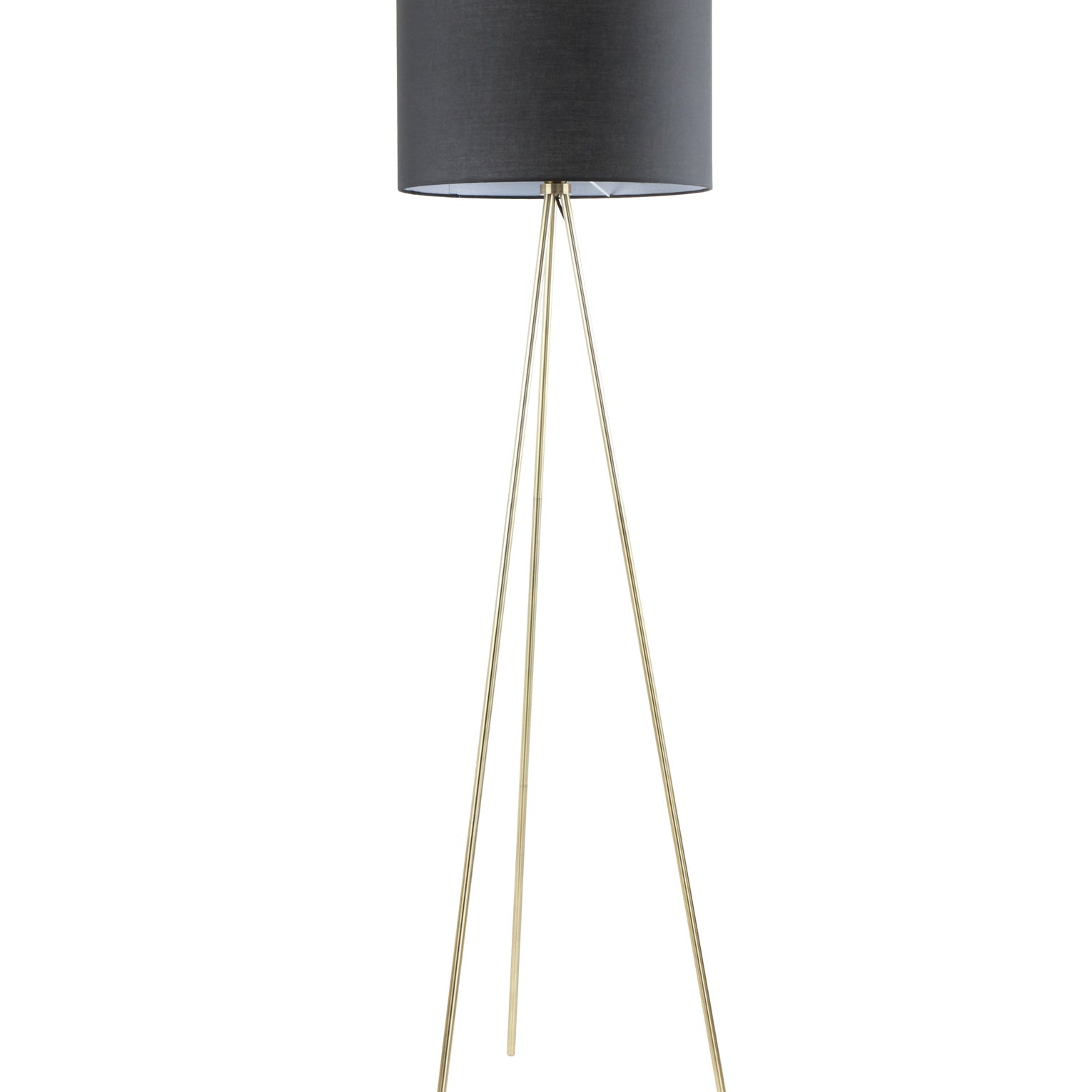 JAMBES: Drum Shade with Antique Brass Tripod Floor Lamps