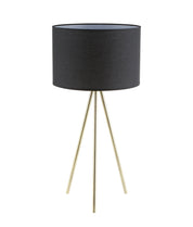 JAMBES: Drum Shade with Antique Brass Tripod Table Lamps