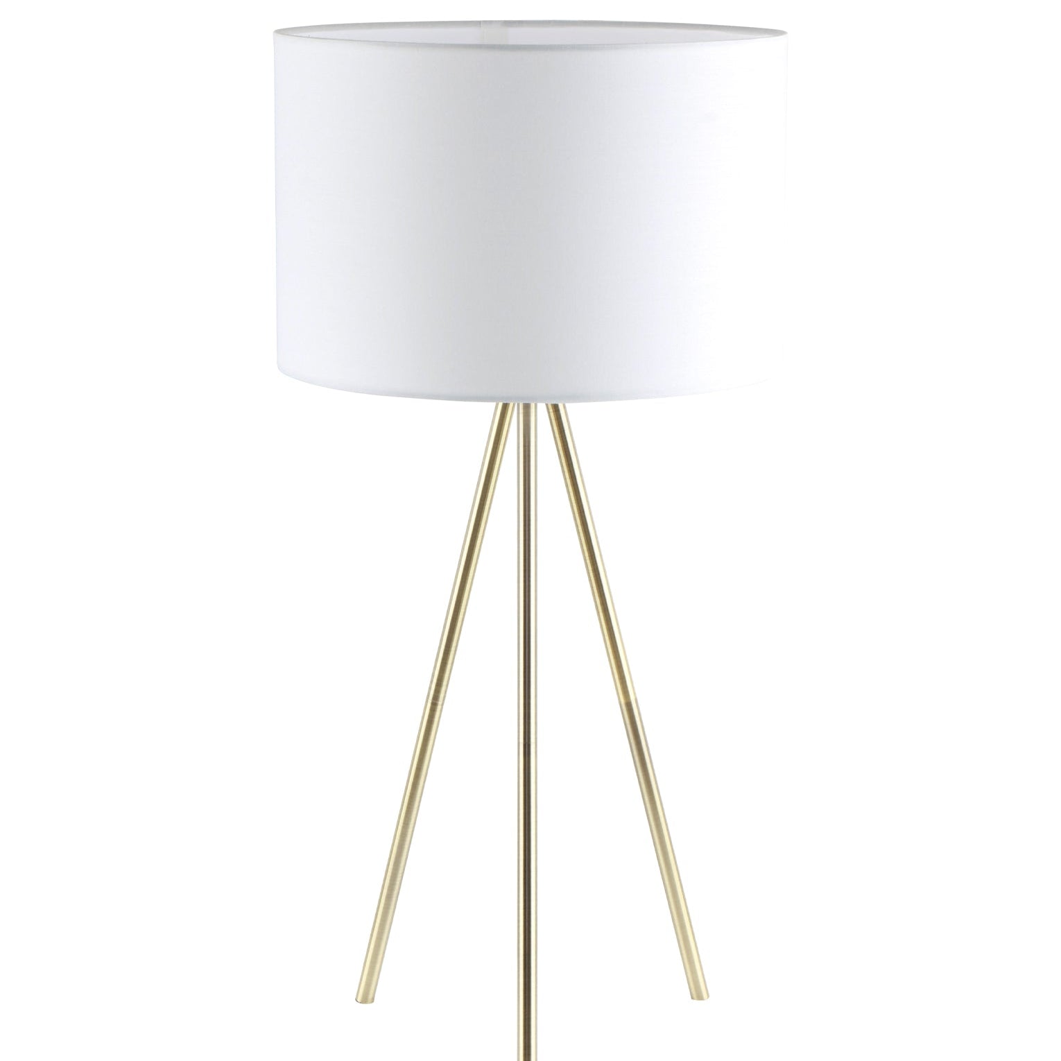 JAMBES: Drum Shade with Antique Brass Tripod Table Lamps