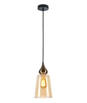 JEREZ: Modern Bronze Amber / Smokey Black Ellipse Glass Flat Top Pendant Lights