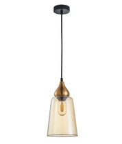 JEREZ: Modern Bronze Amber / Smokey Black Ellipse Glass Flat Top Pendant Lights