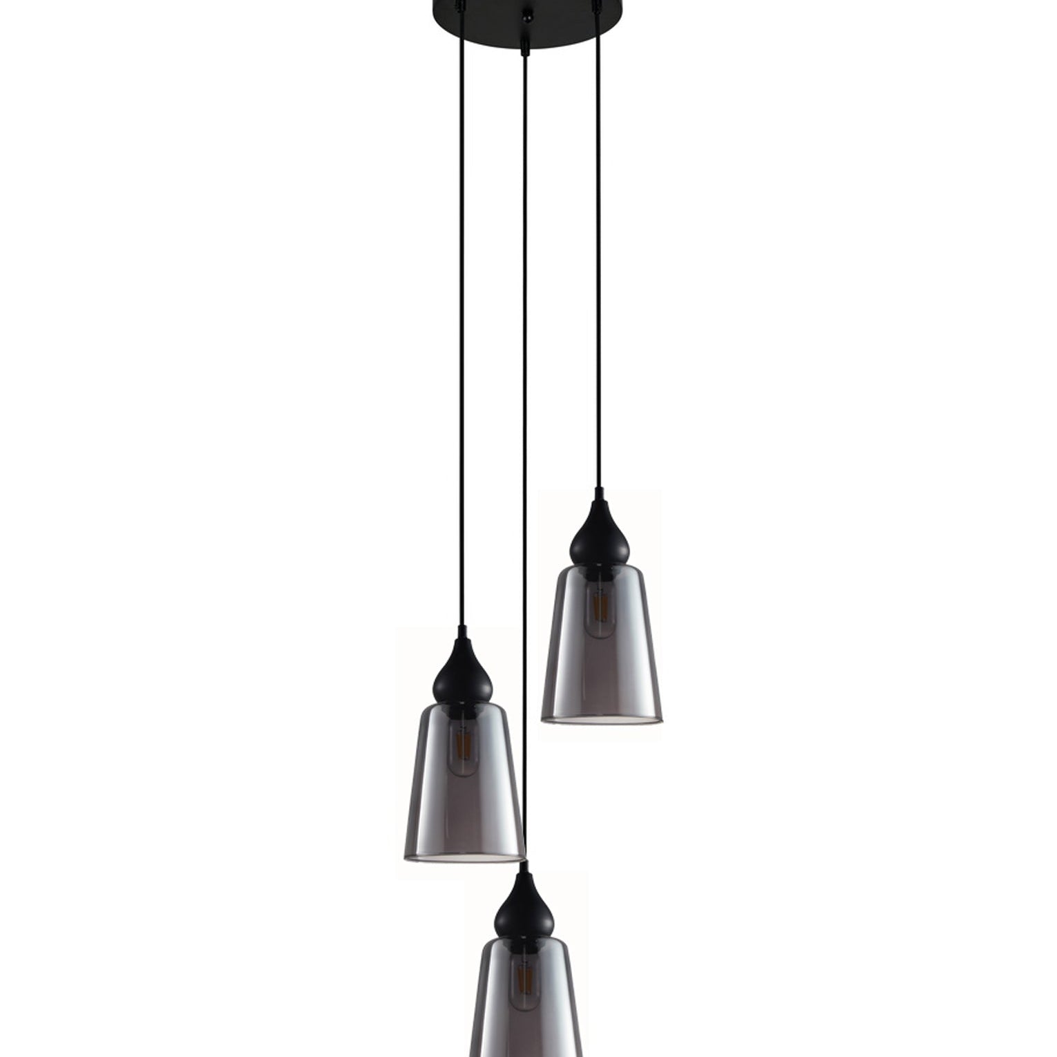  Smokey Black Ellipse Glass Flat Top Pendant Lights