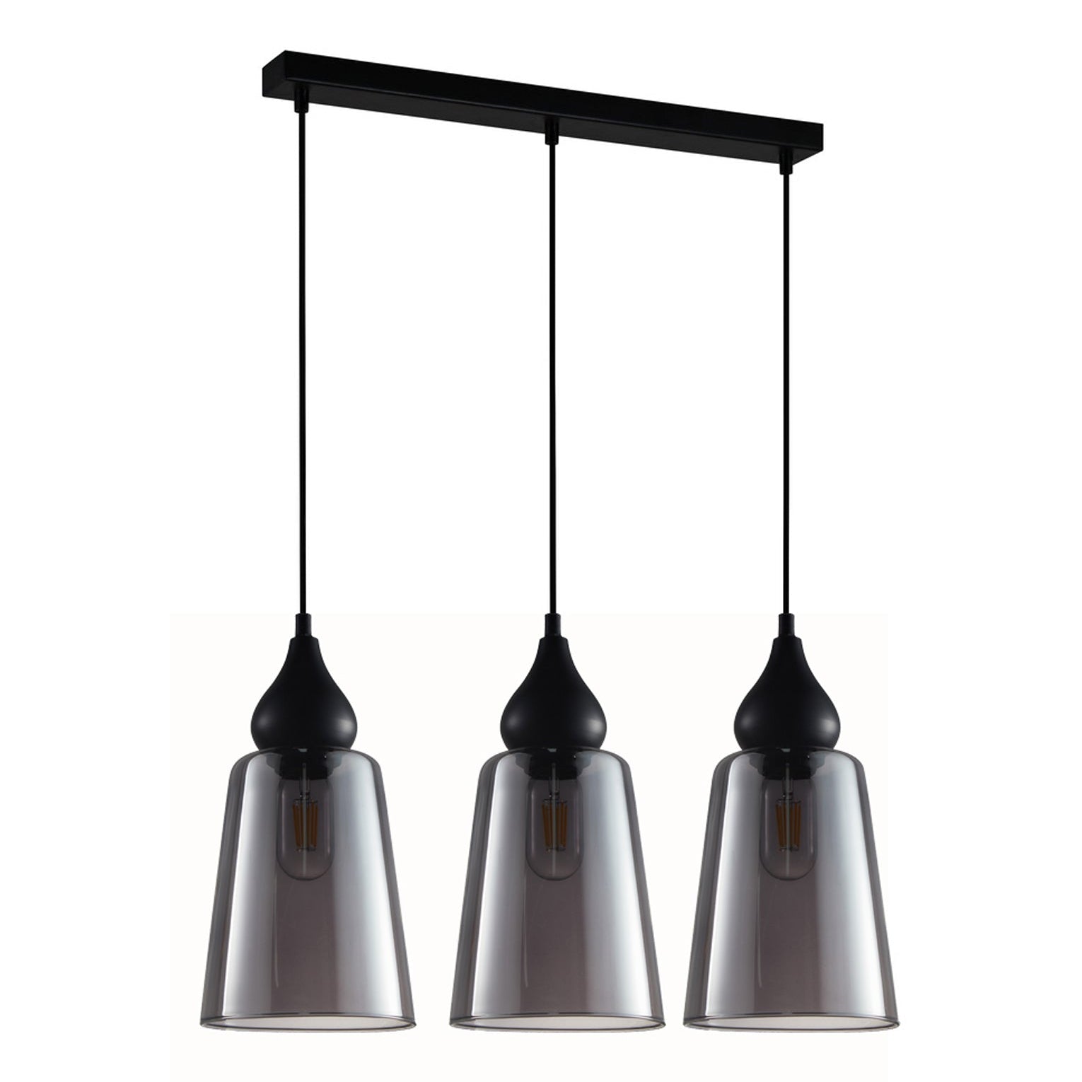  Smokey Black Ellipse Glass Flat Top Pendant Lights