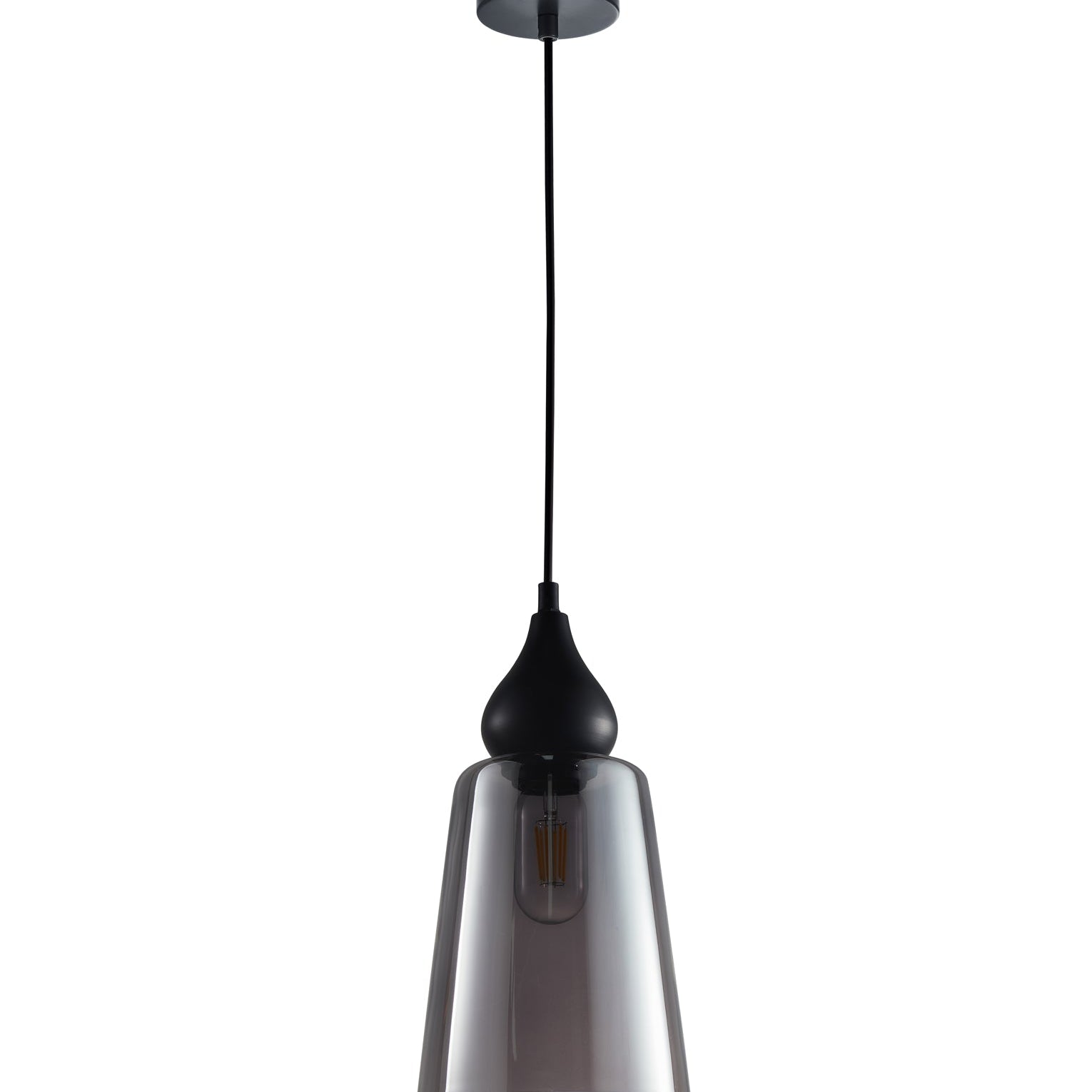  Smokey Black Ellipse Glass Flat Top Pendant Lights