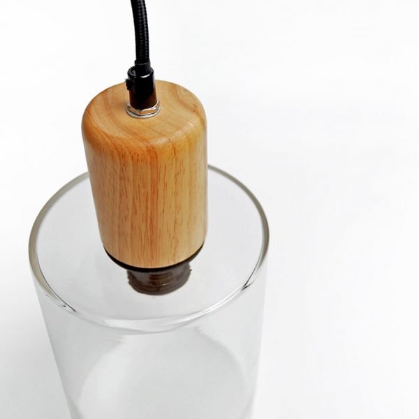 Modern Glass and Wood Pendant Light