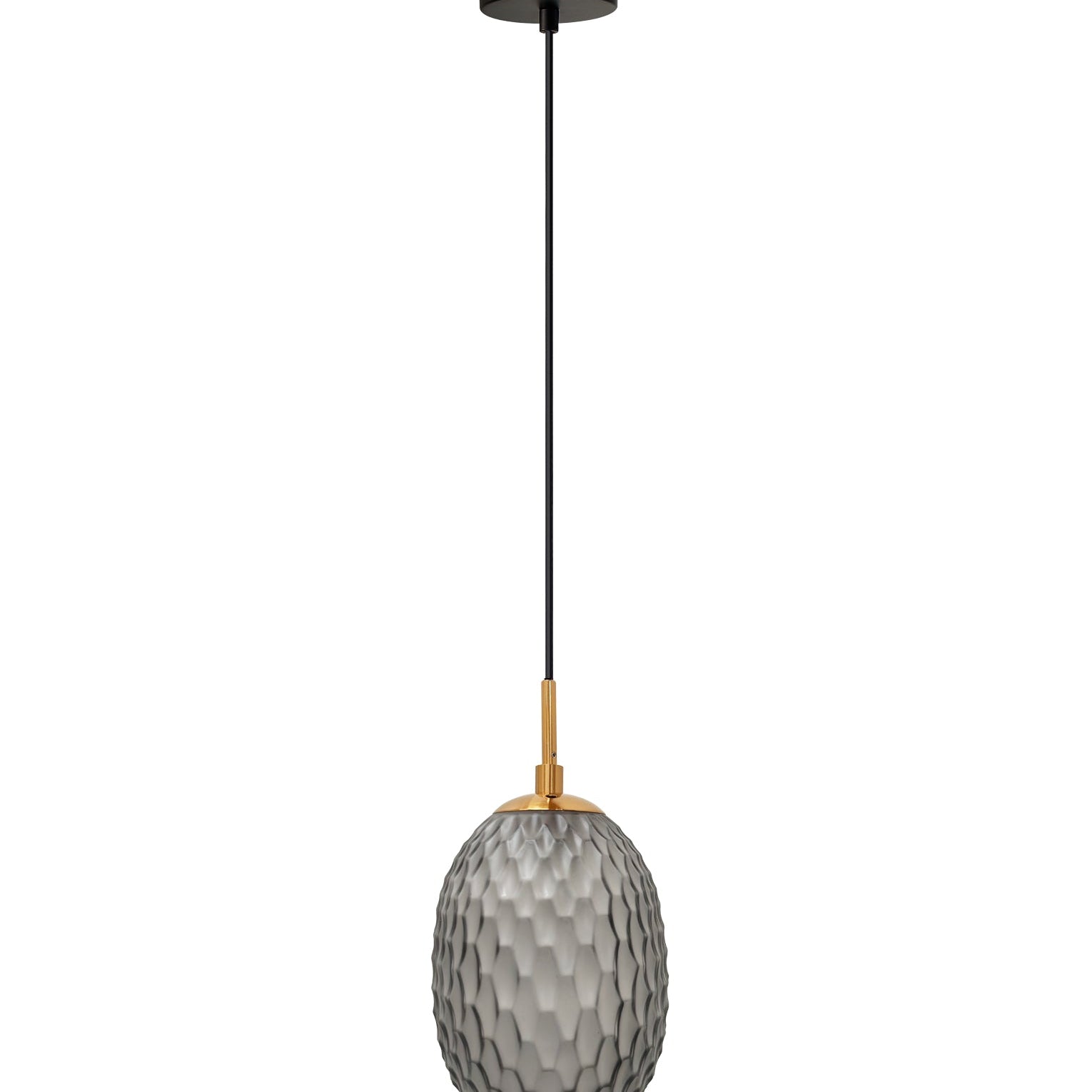 KATHAL: Interior Ellipse Glass Segmented with Brass Highlight Enclosed Pendant Lights