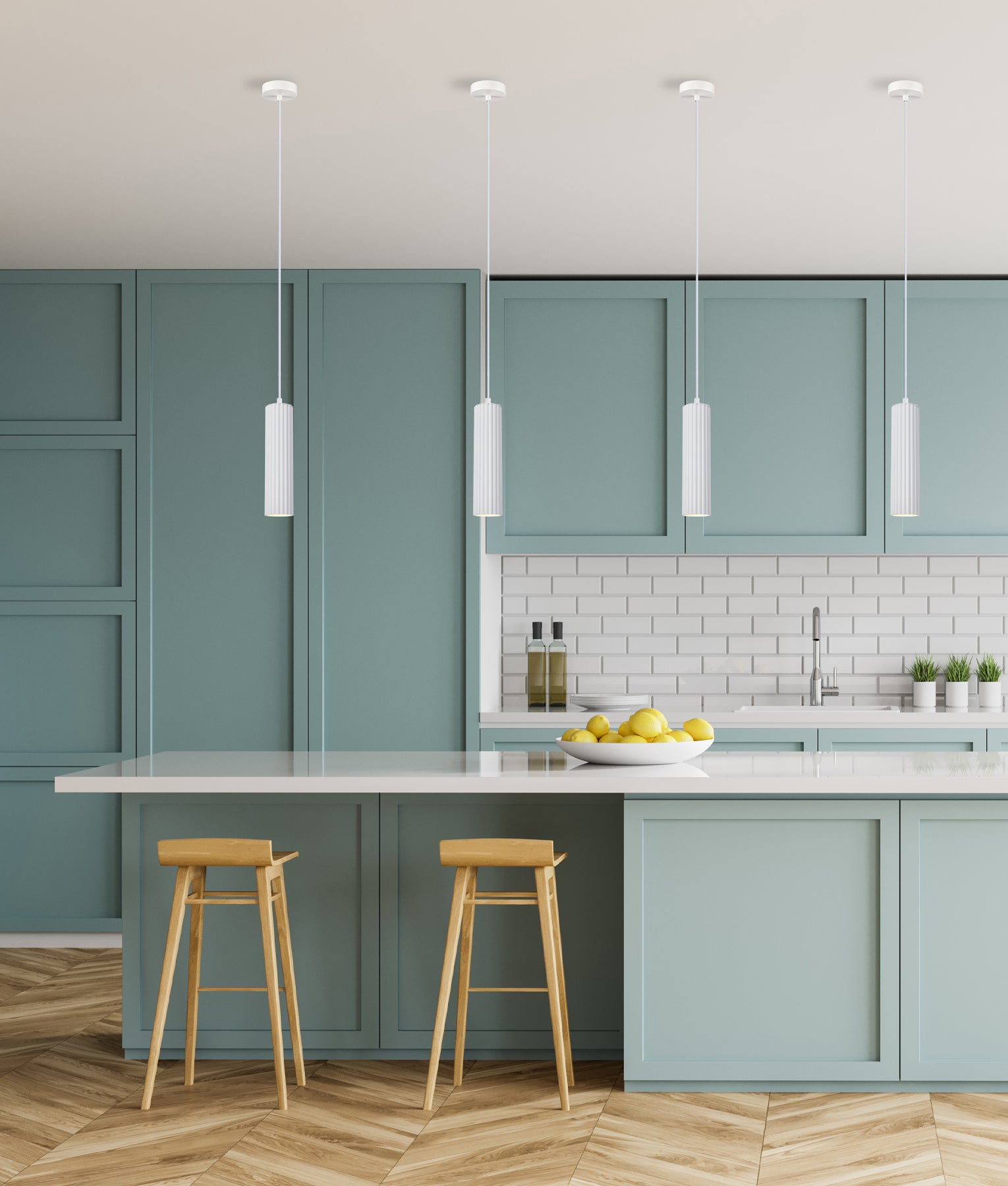 KOLONNE: Interior GU10 Ribbed Cylinder Pendant Lights