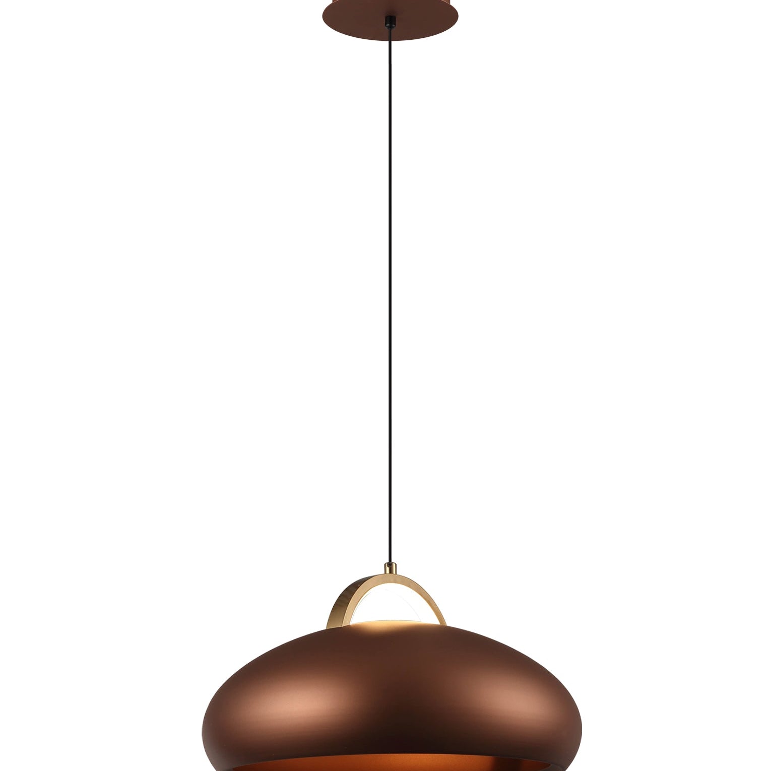 KUPOL: Interior LED Tri-CCT Dome with Brass Highlight Pendant Lights