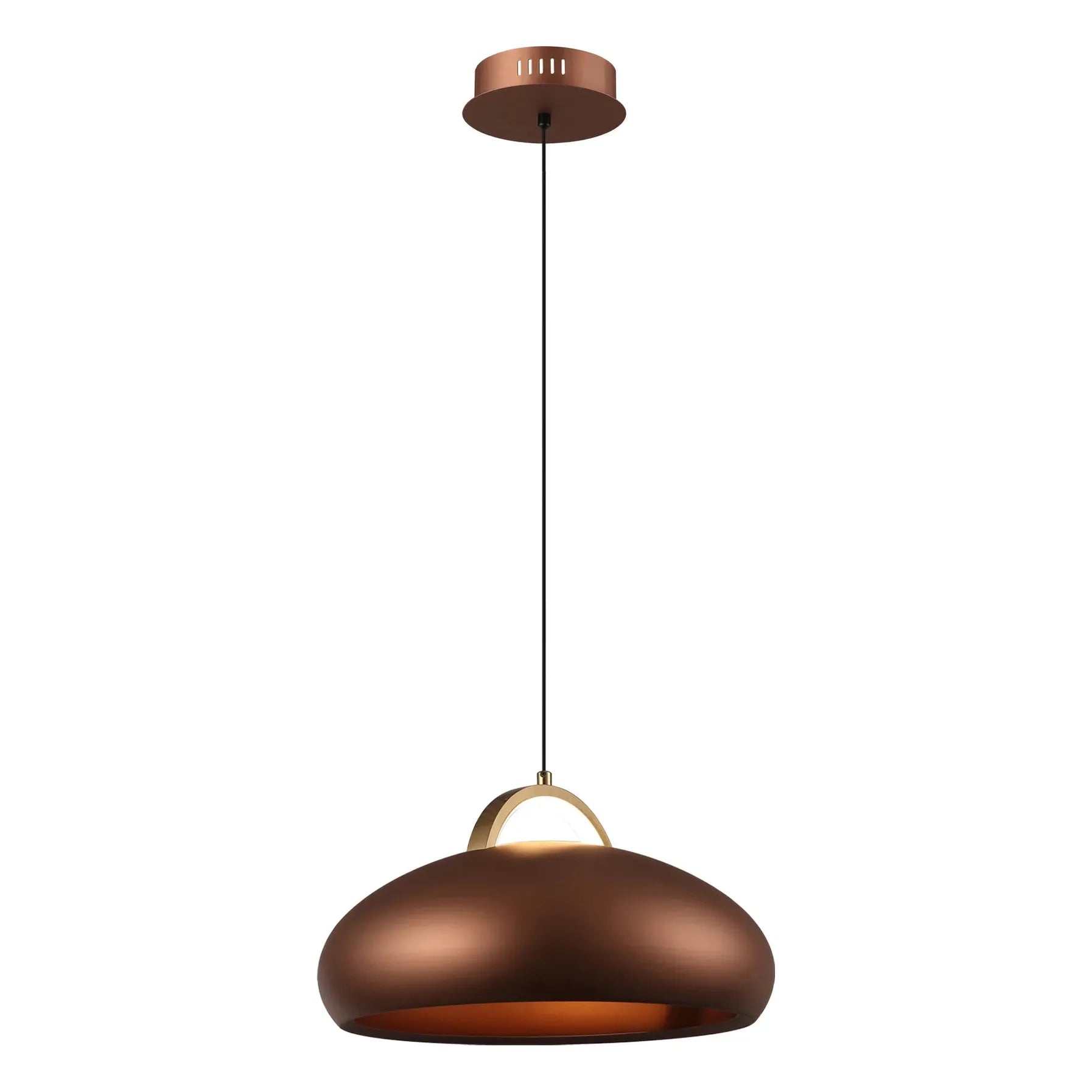 KUPOL: Interior LED Tri-CCT Dome with Brass Highlight Pendant Lights
