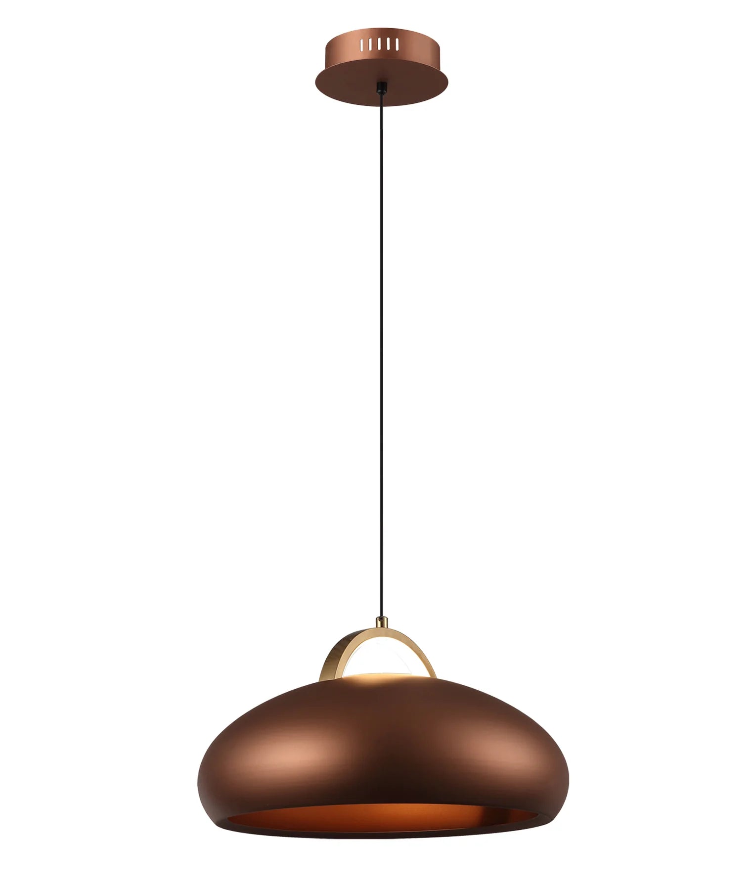 KUPOL: Interior LED Tri-CCT Dome with Brass Highlight Pendant Lights