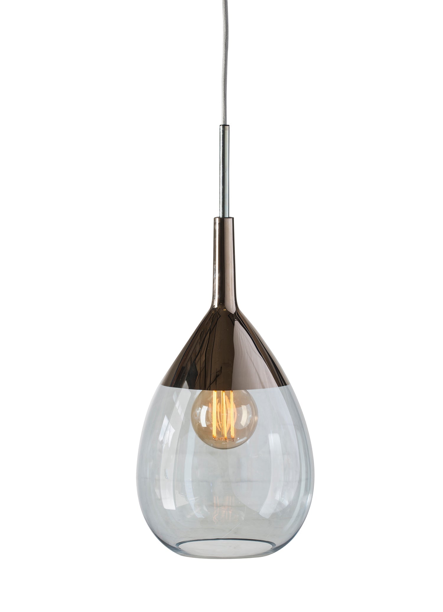 Lute Medium Pendant Light Topaz Blue & Shiny Silver