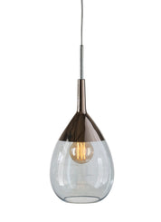 Lute Medium Pendant Light Topaz Blue & Shiny Silver