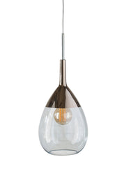 Lute Medium Pendant Light Topaz Blue & Shiny Silver