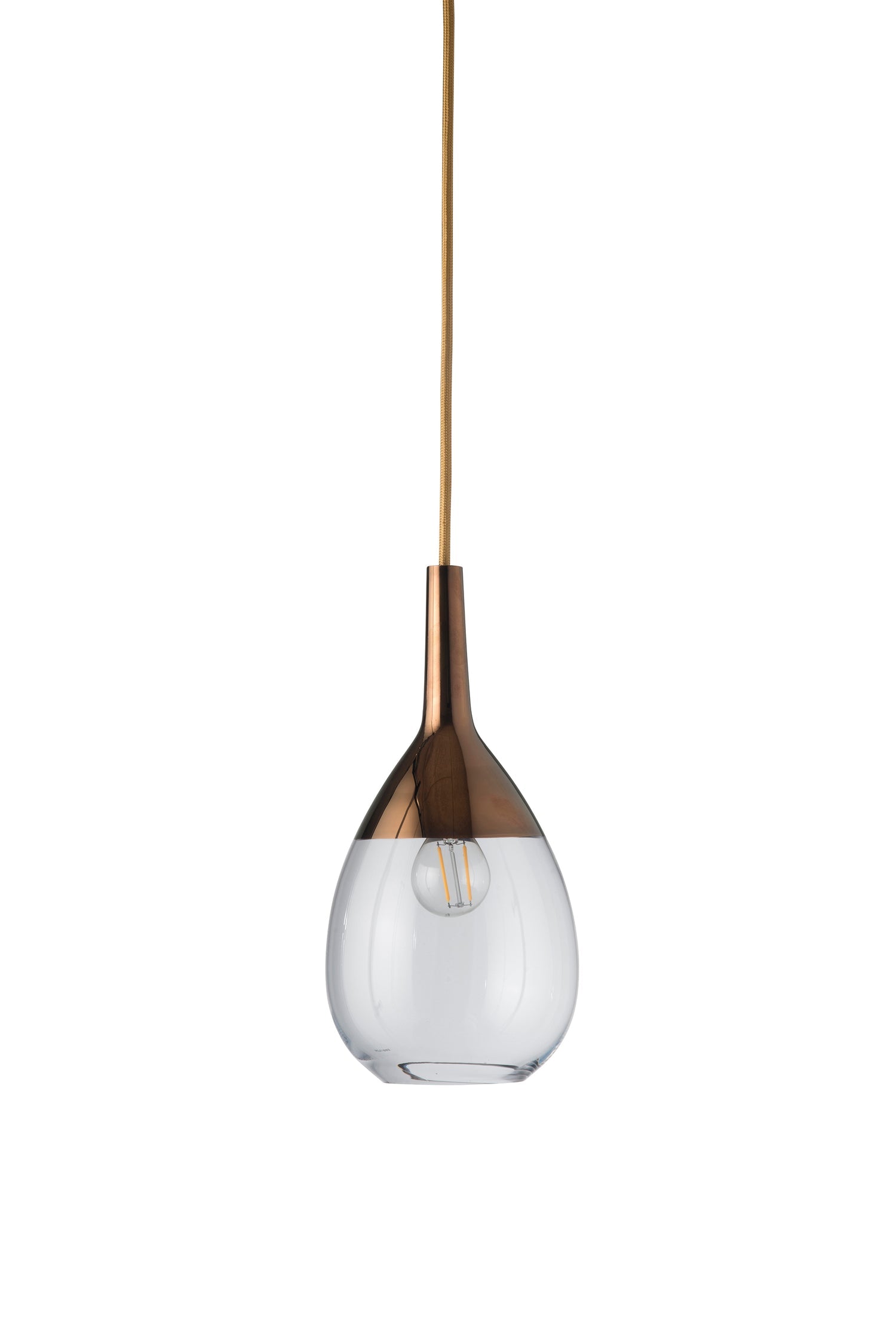 Lute Small Pendant Light Clear & Shiny Gold