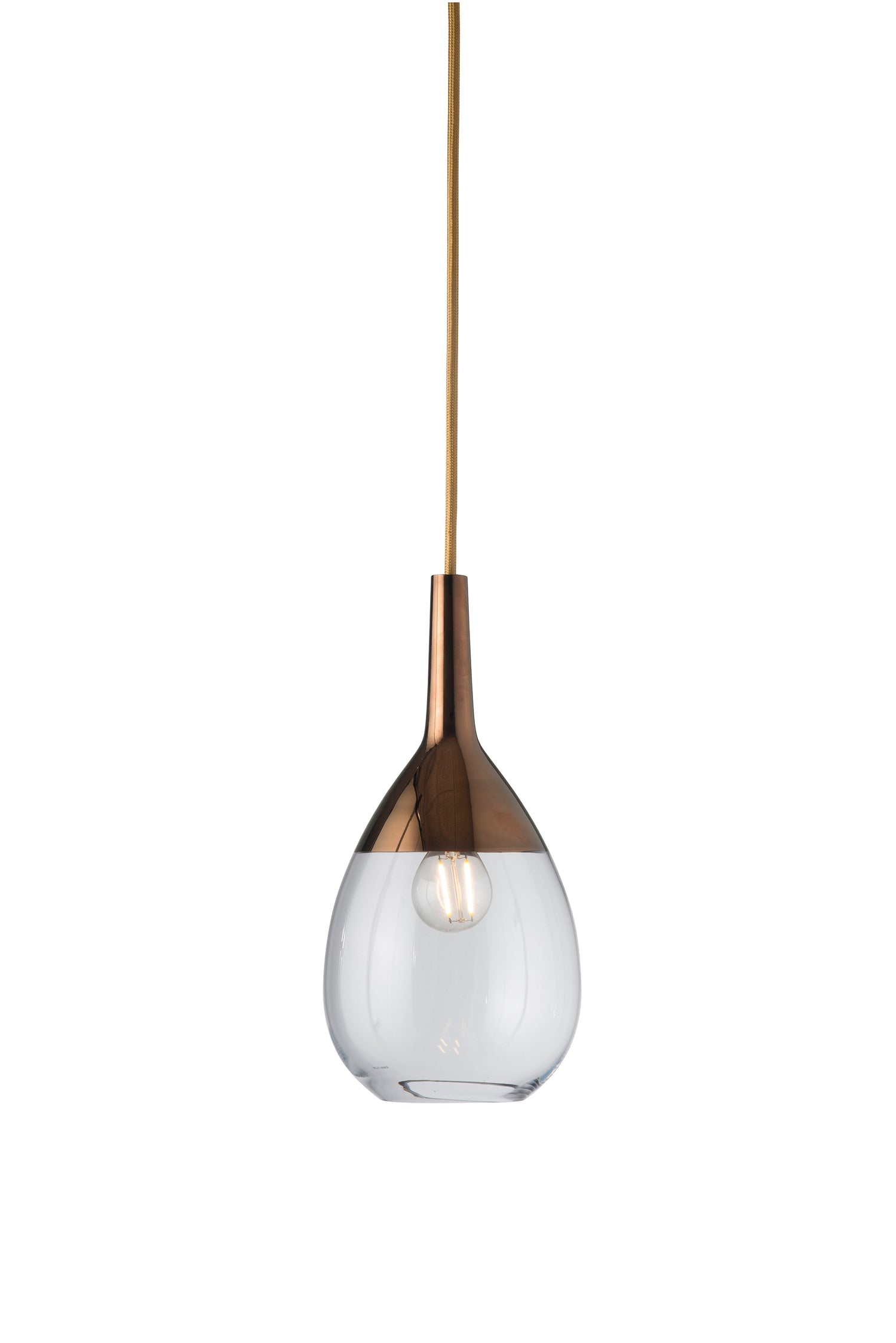 Lute Small Pendant Light Clear & Shiny Gold
