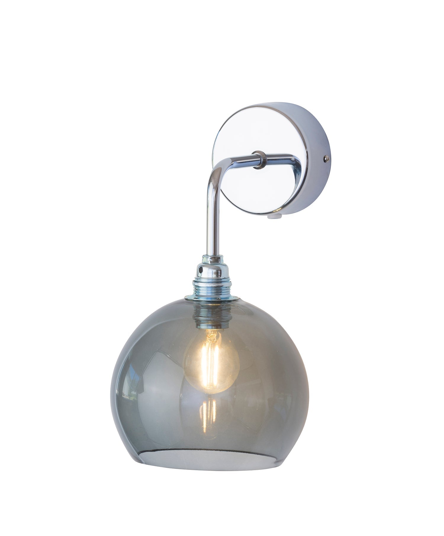 Rowan Small Wall Light Smokey Grey & Shiny Silver