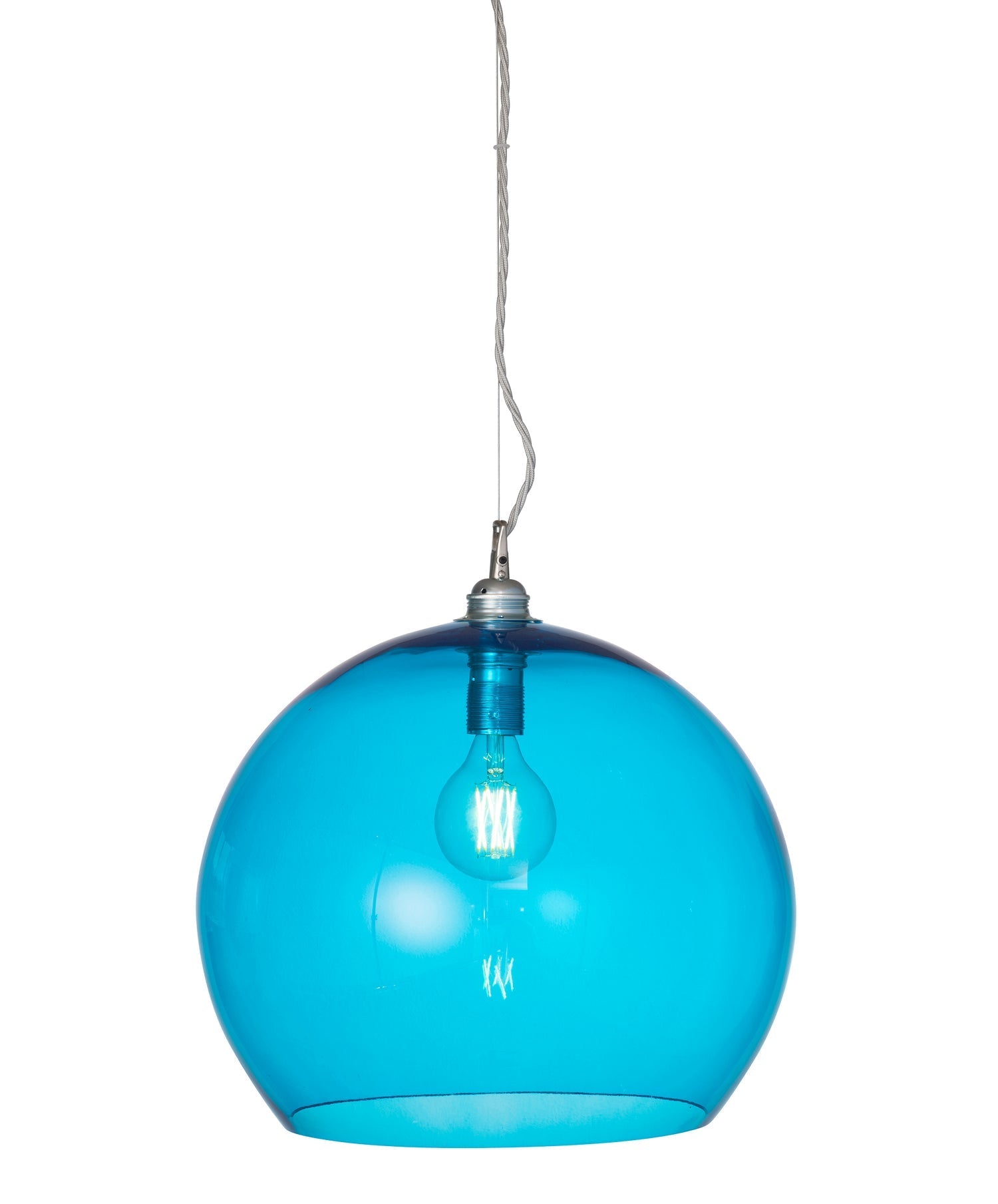 Rowan Large Pendant Light Pool Blue & Matt Silver