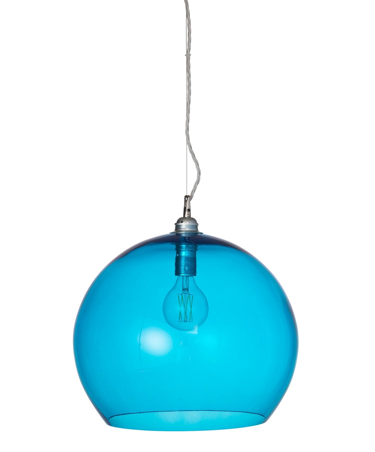 Rowan Large Pendant Light Pool Blue & Matt Silver