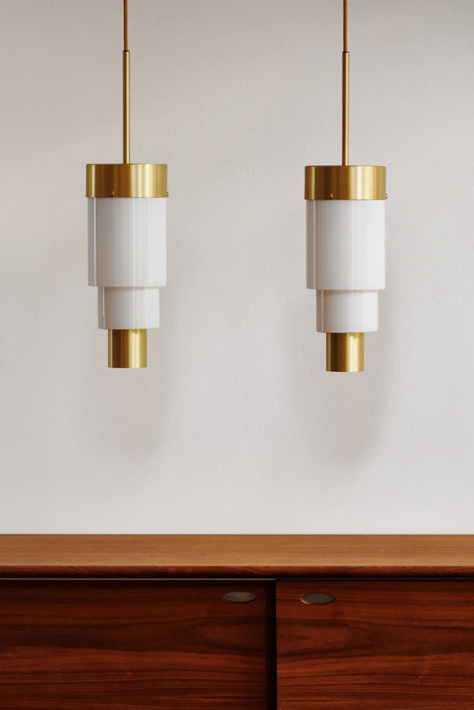 A-spire Pendant Light Opal White & Brushed Brass