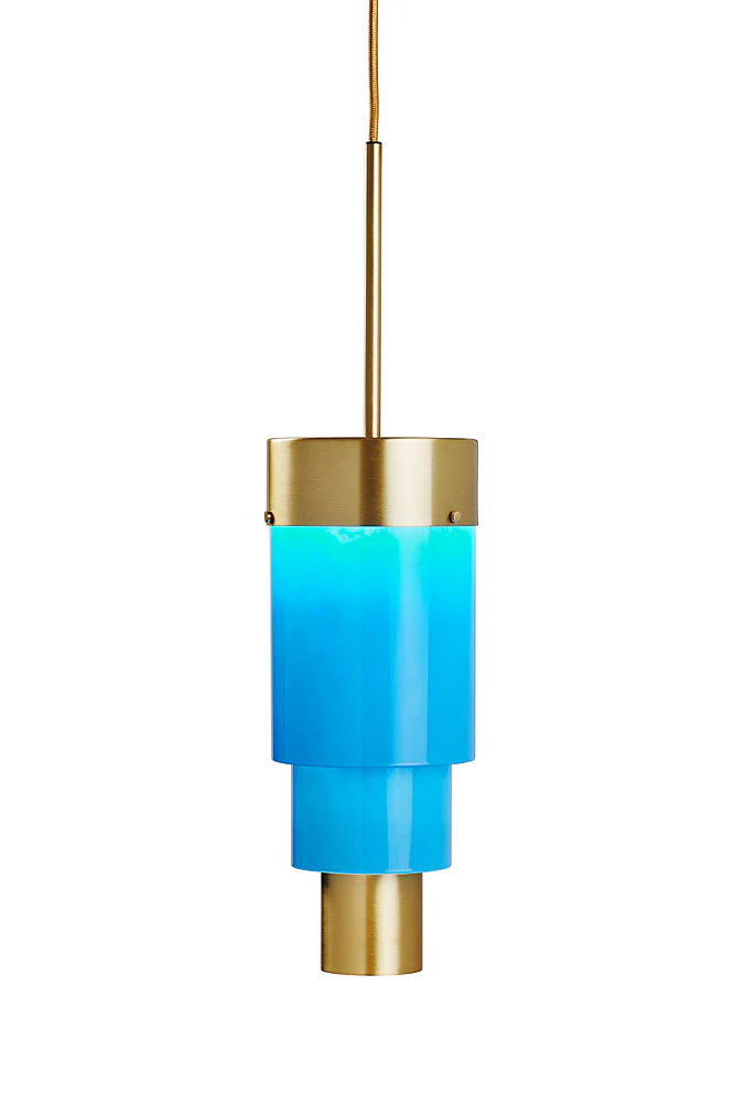 A-spire Pendant Light Opal Blue & Brushed Brass