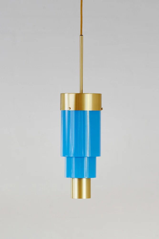 A-spire Pendant Light Opal Blue & Brushed Brass