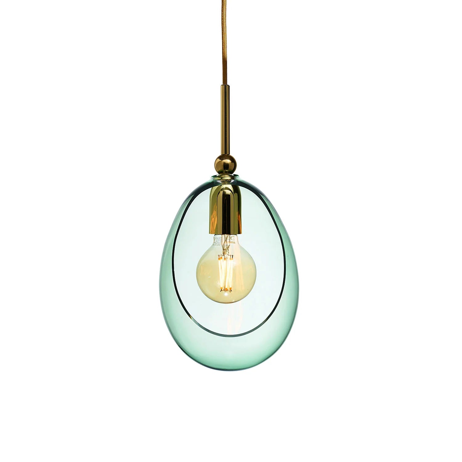 Embrace Medium Pendant Light Forest Green & Shiny Silver