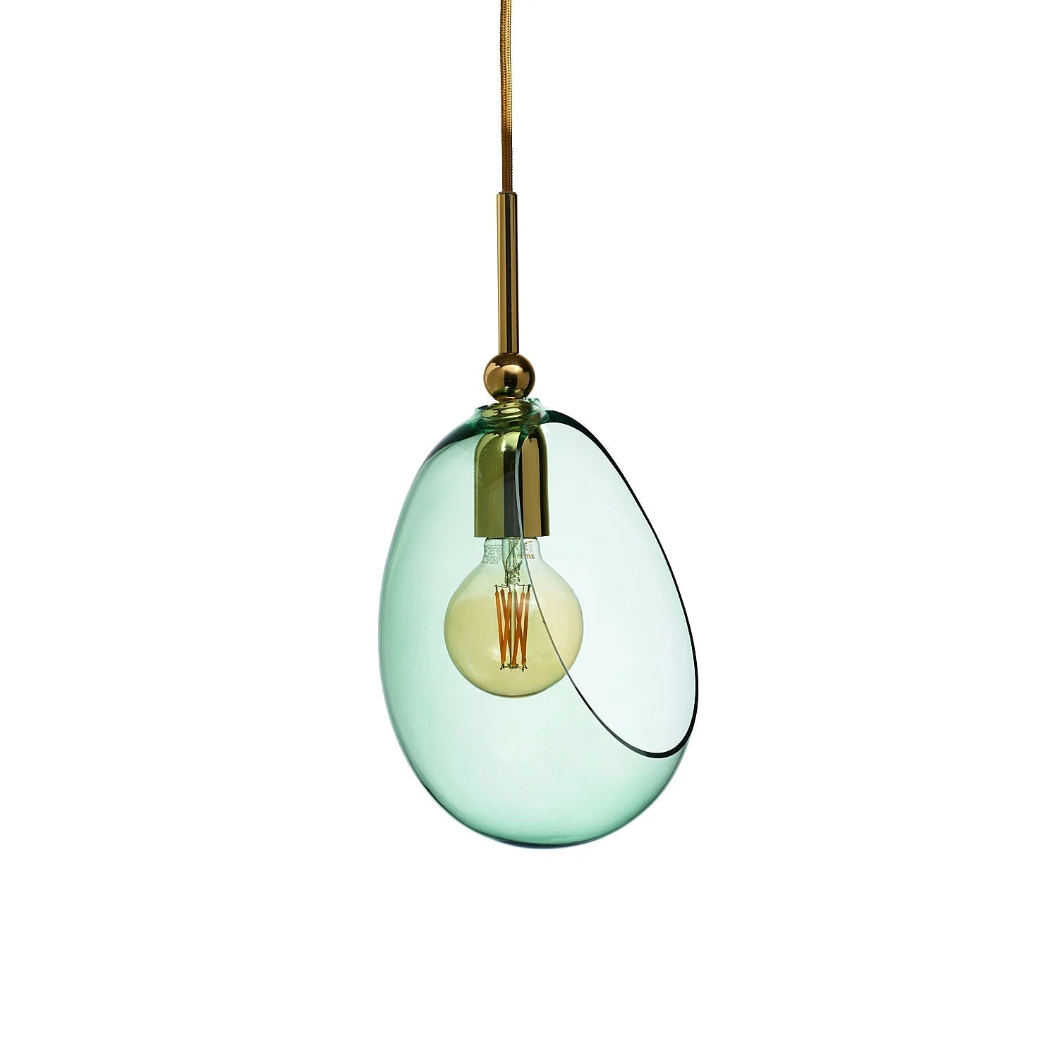 Embrace Medium Pendant Light Forest Green & Shiny Silver