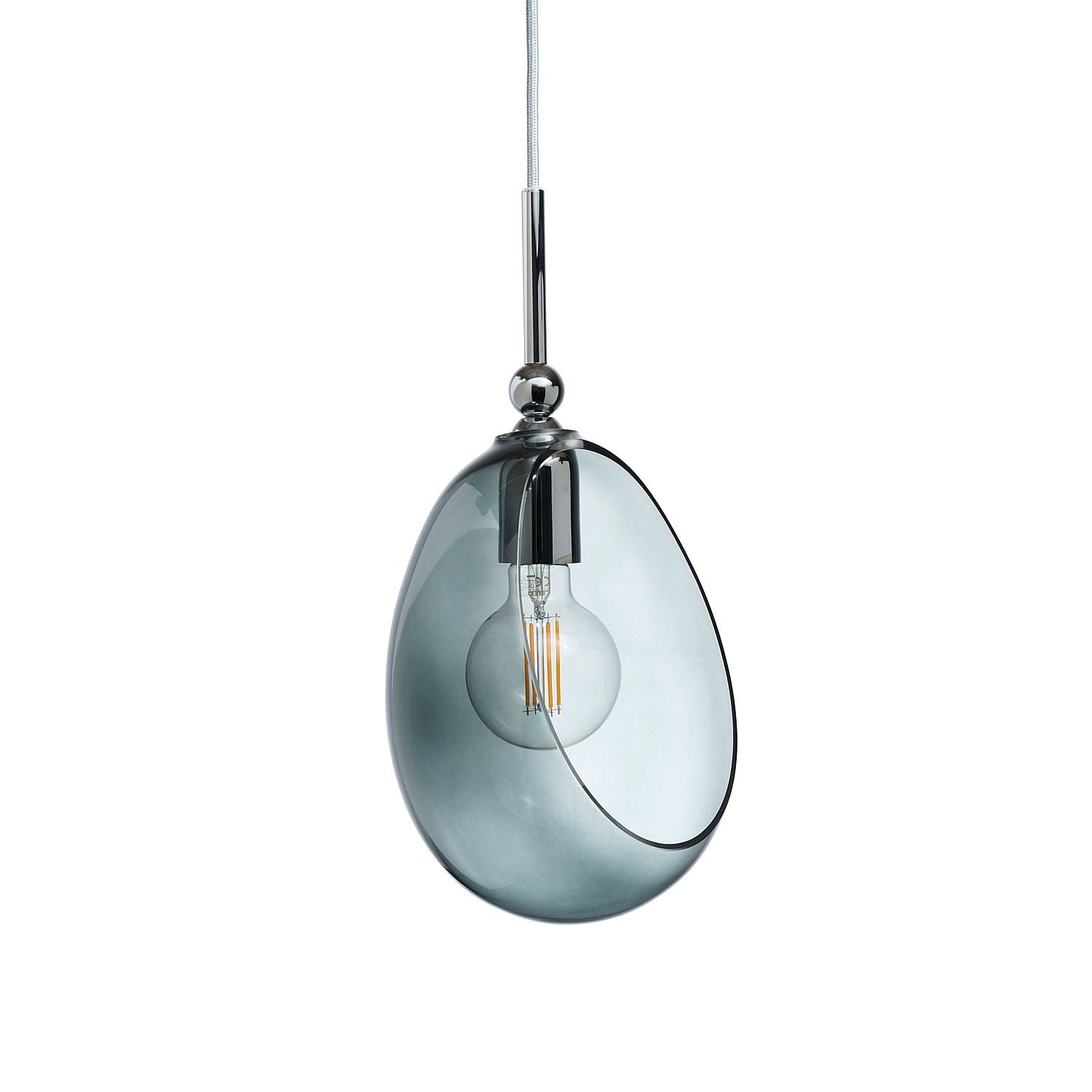 Embrace Medium Pendant Light Smokey Grey & Shiny Silver
