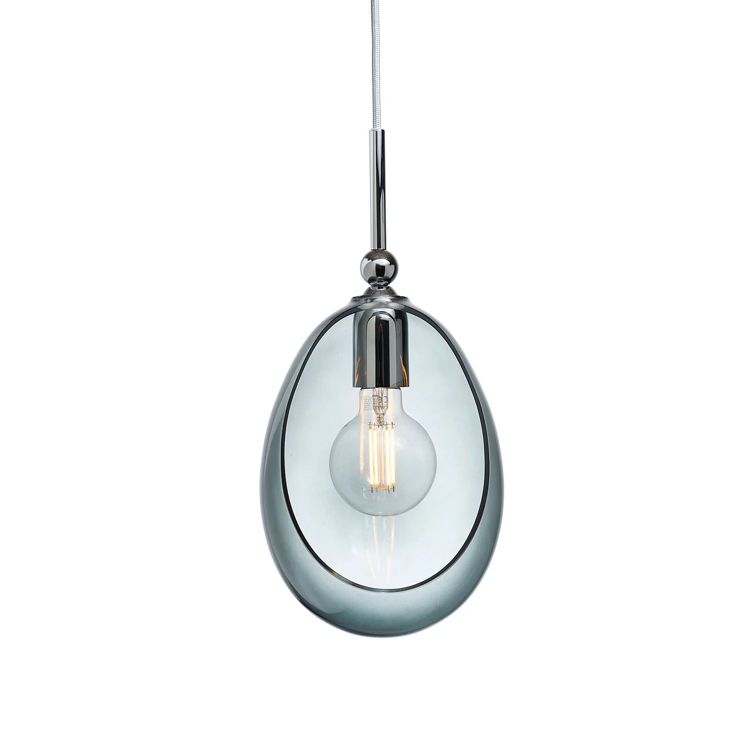 Embrace Medium Pendant Light Smokey Grey & Shiny Silver