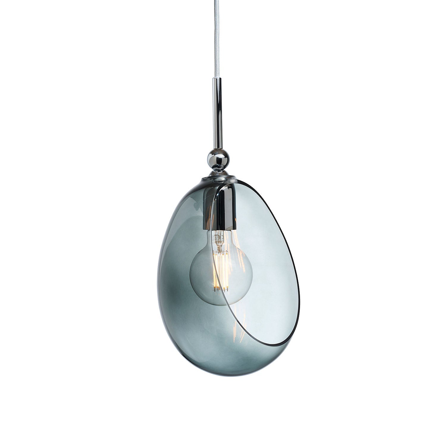 Embrace Medium Pendant Light Smokey Grey & Shiny Silver