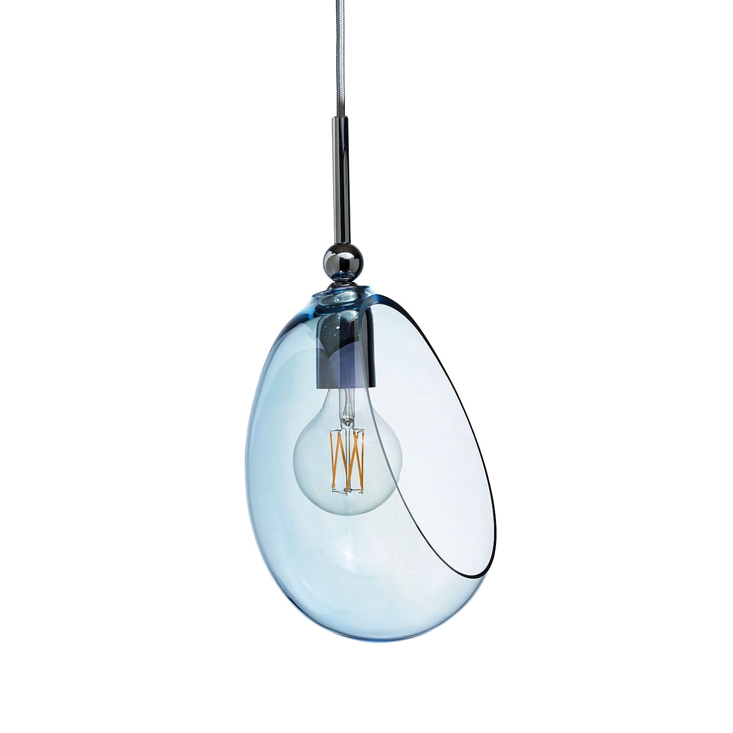 Embrace Medium Pendant Light Topaz Blue & Shiny Silver