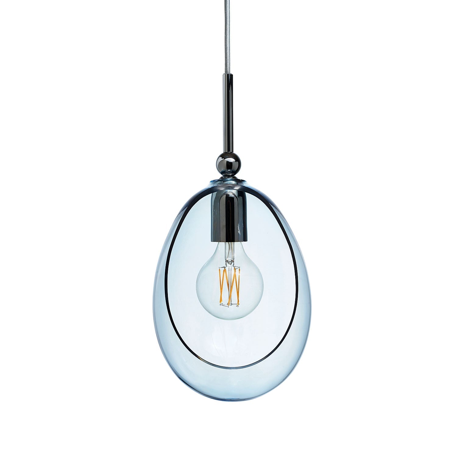 Embrace Medium Pendant Light Topaz Blue & Shiny Silver