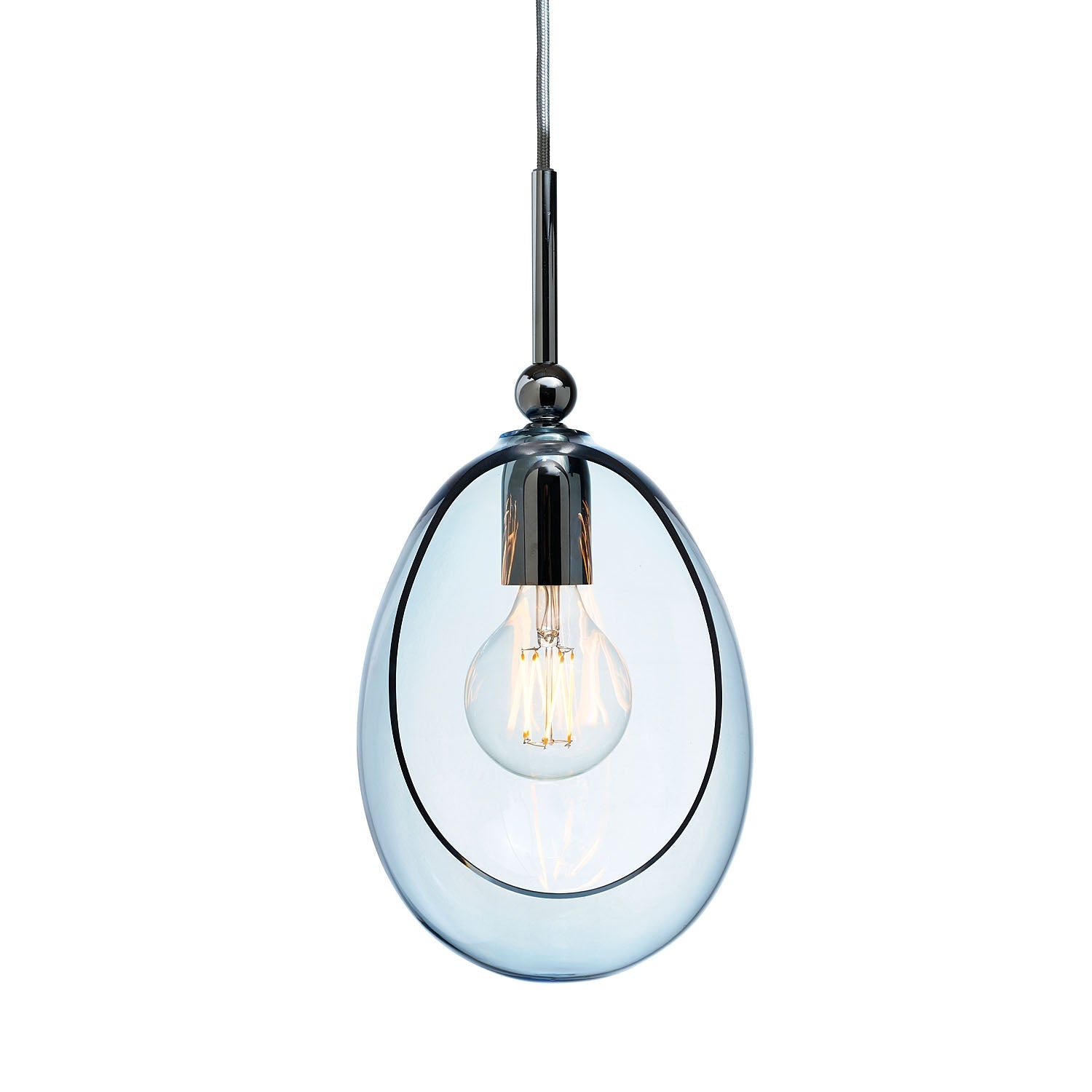 Embrace Medium Pendant Light Topaz Blue & Shiny Silver