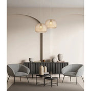 Labu Dome Glass with Segments Pendant Light Amber & Clear