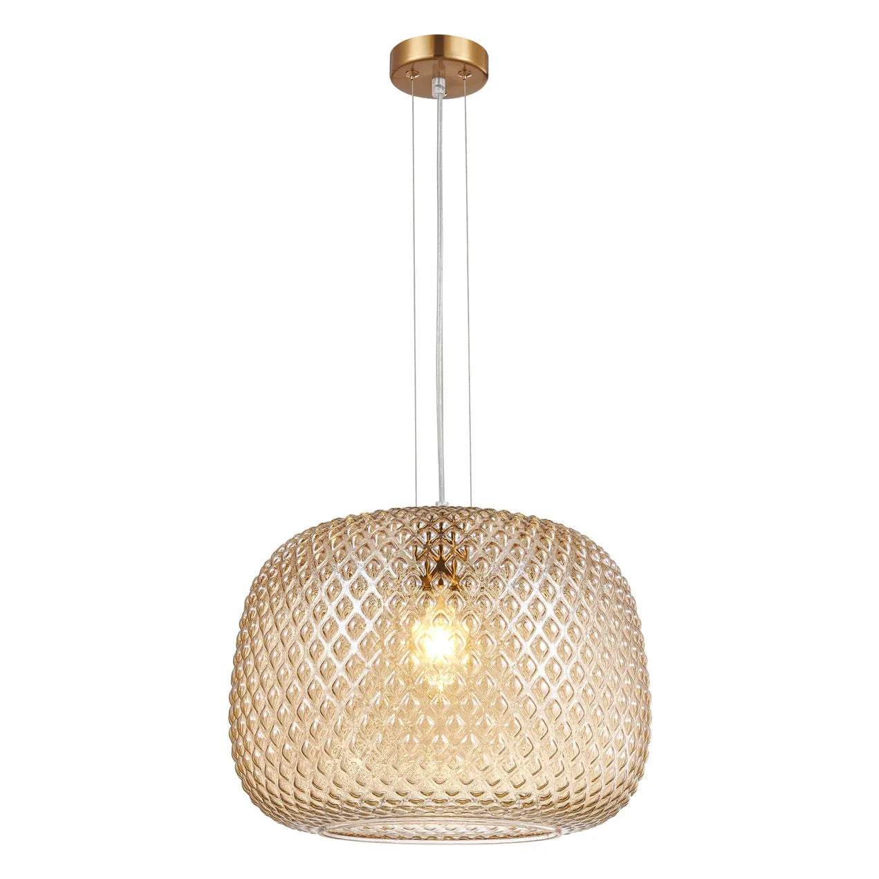Labu Dome Glass with Segments Pendant Light Amber & Clear